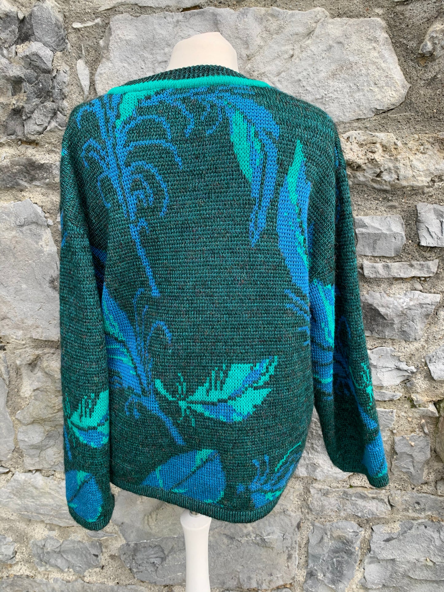 90s green&teal jumper Medium