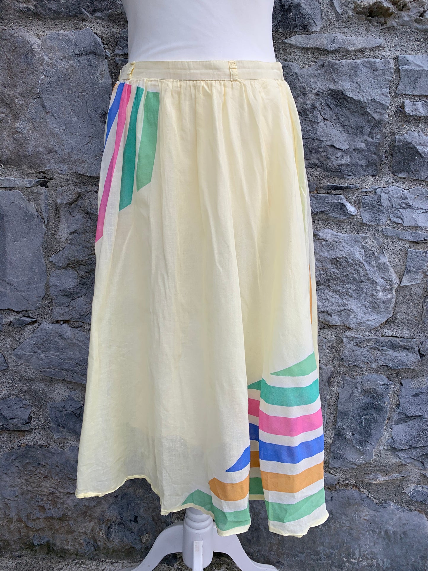 80s yellow skirt with stripes uk 10