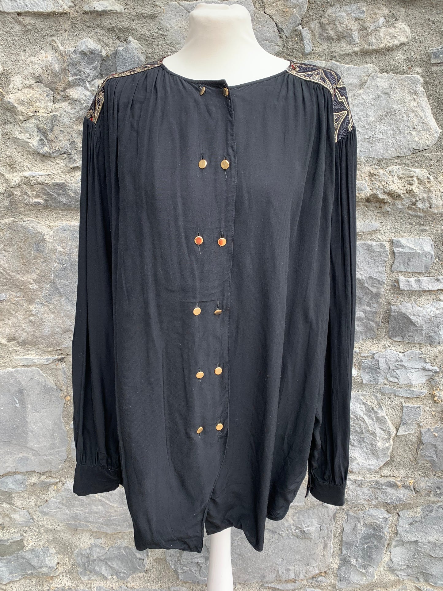 Black shirt with embroidered shoulders uk 12-16