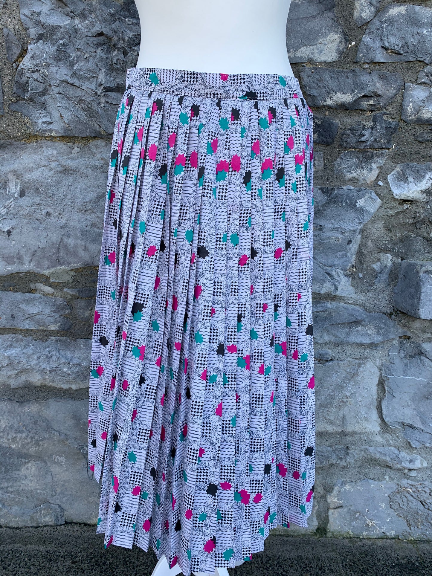 Grey pleated skirt with colourful patches uk 12