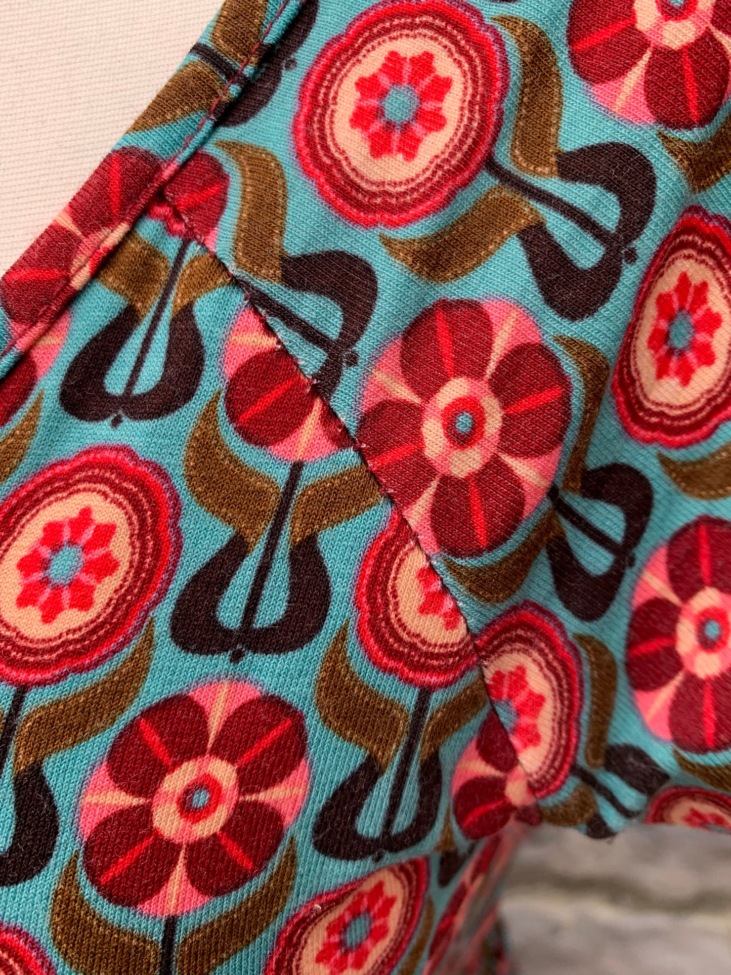 Red&teal floral dress uk 8