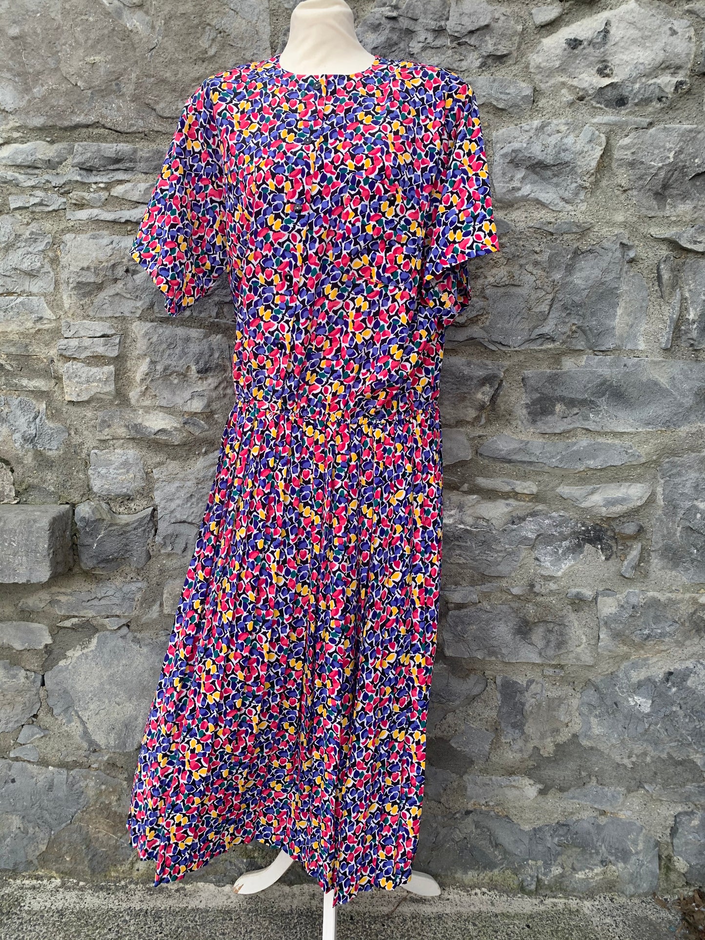 Liz Roberts 80s midi floral dress uk 16