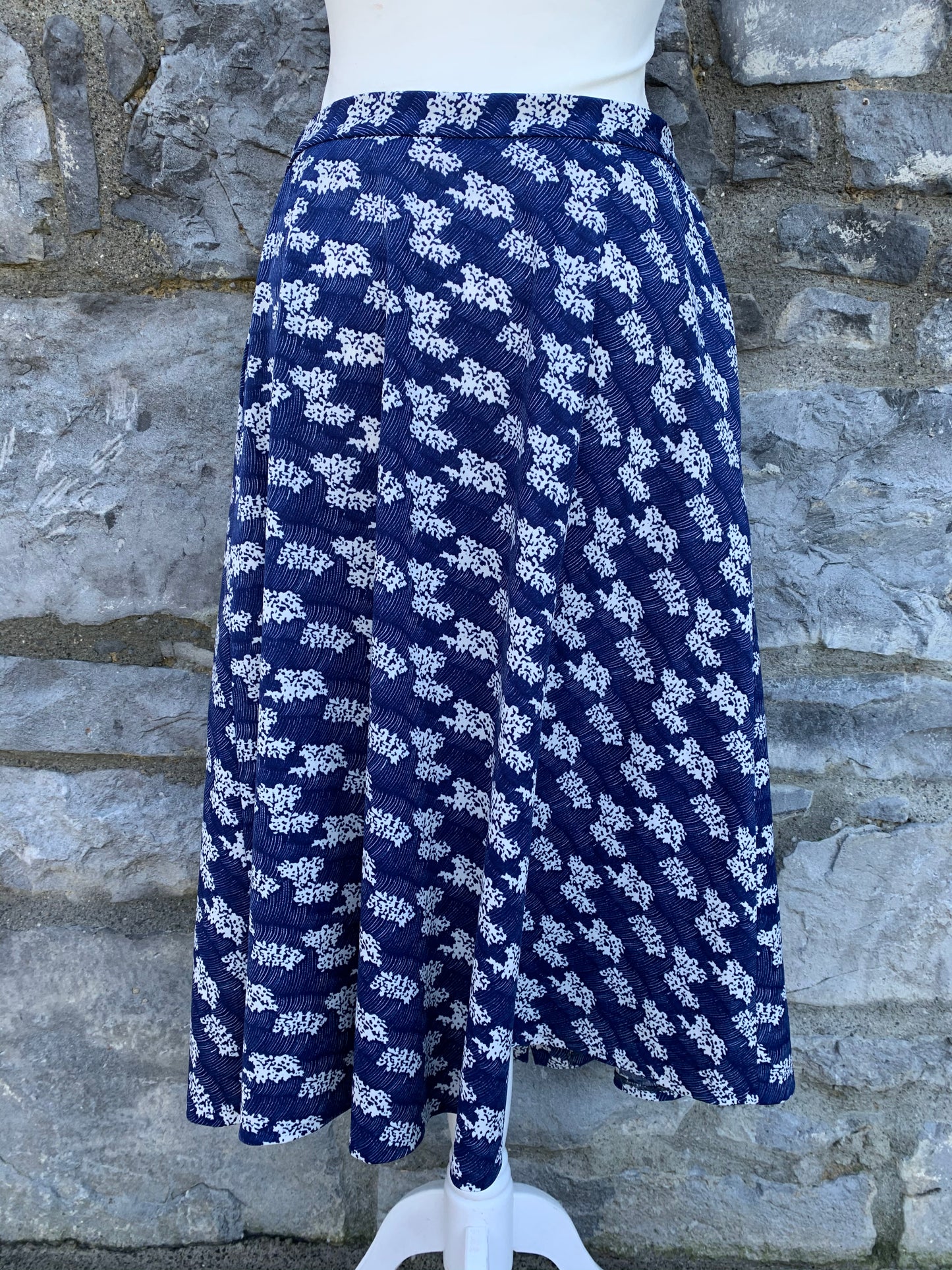 Blue field button up skirt uk 12