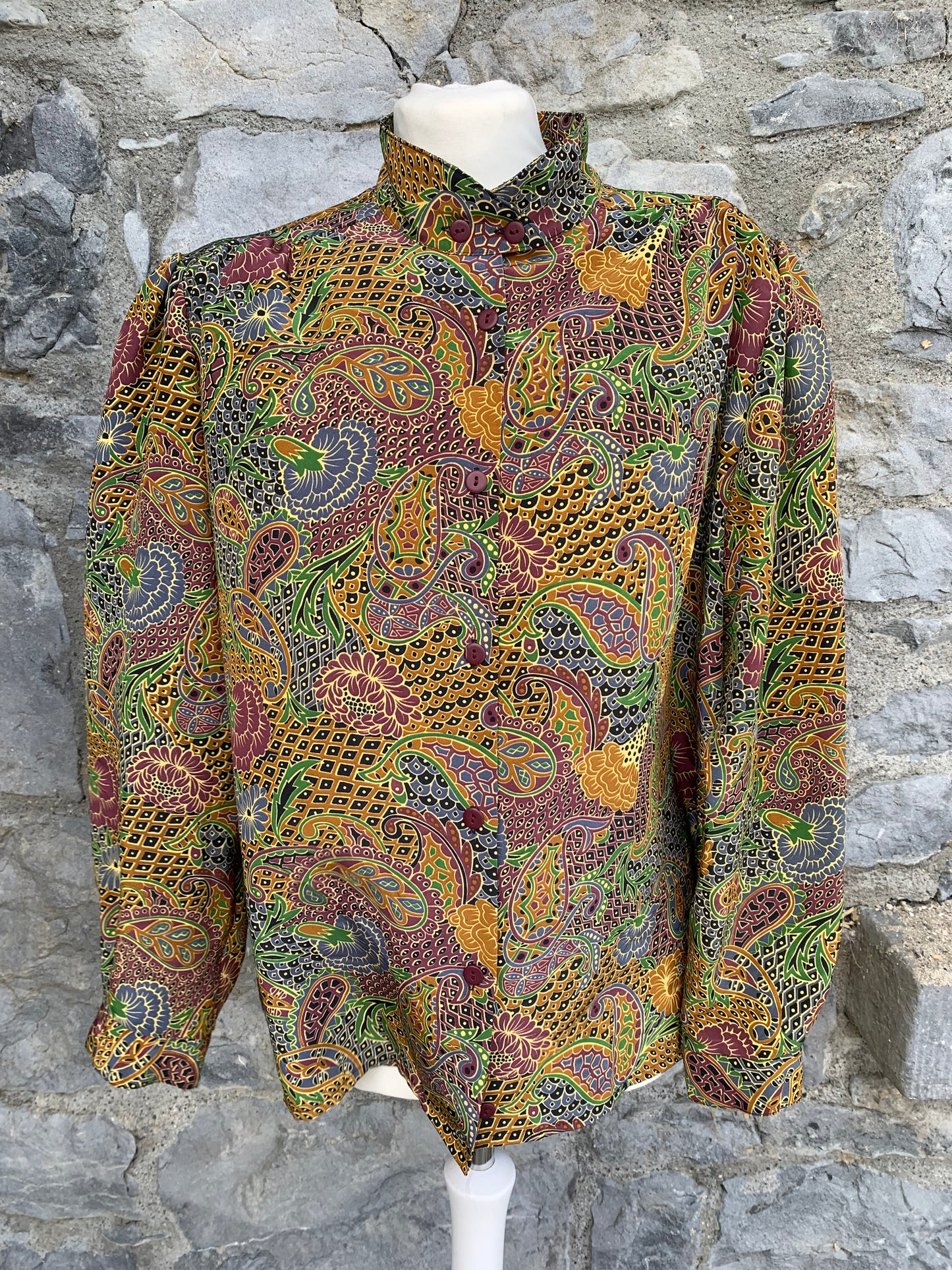 Karelia 80s brown abstract shirt uk 14