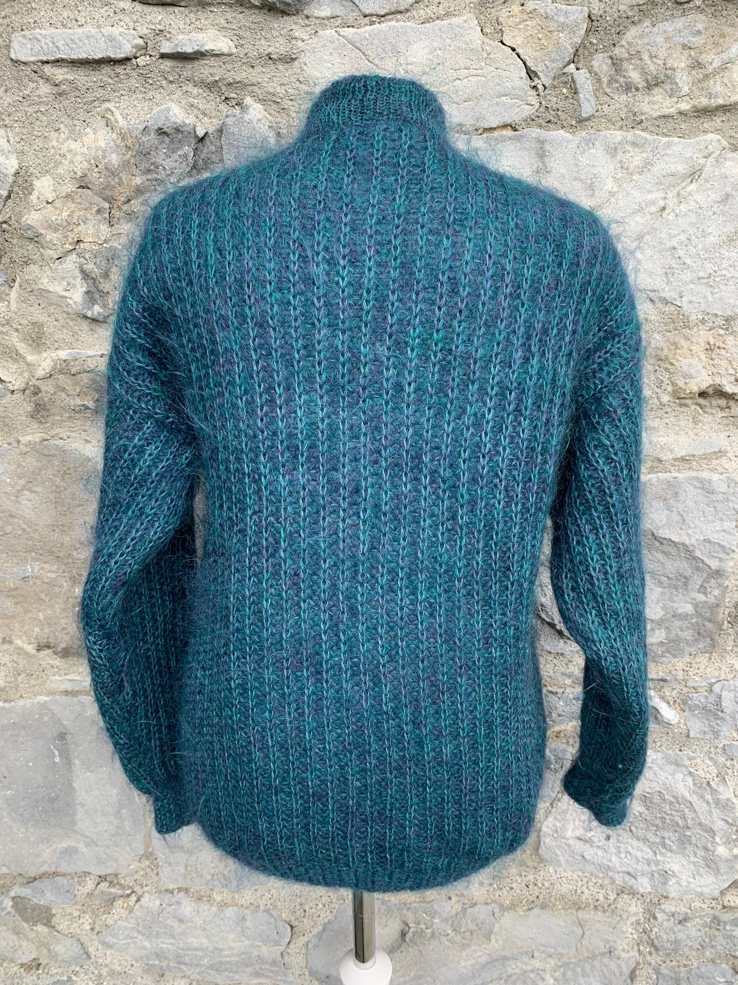 Fluffy melange teal cardigan uk 14