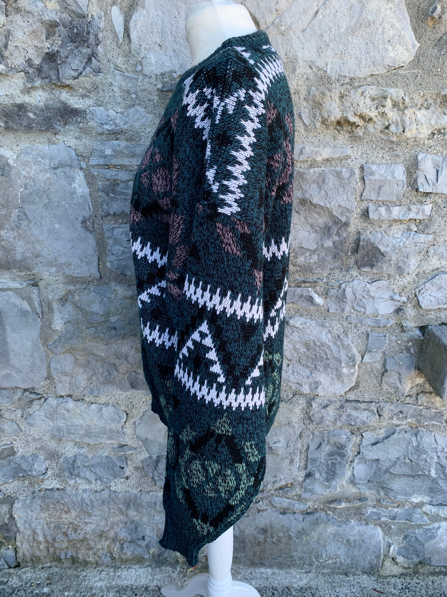 80s green Aztec jumper Large
