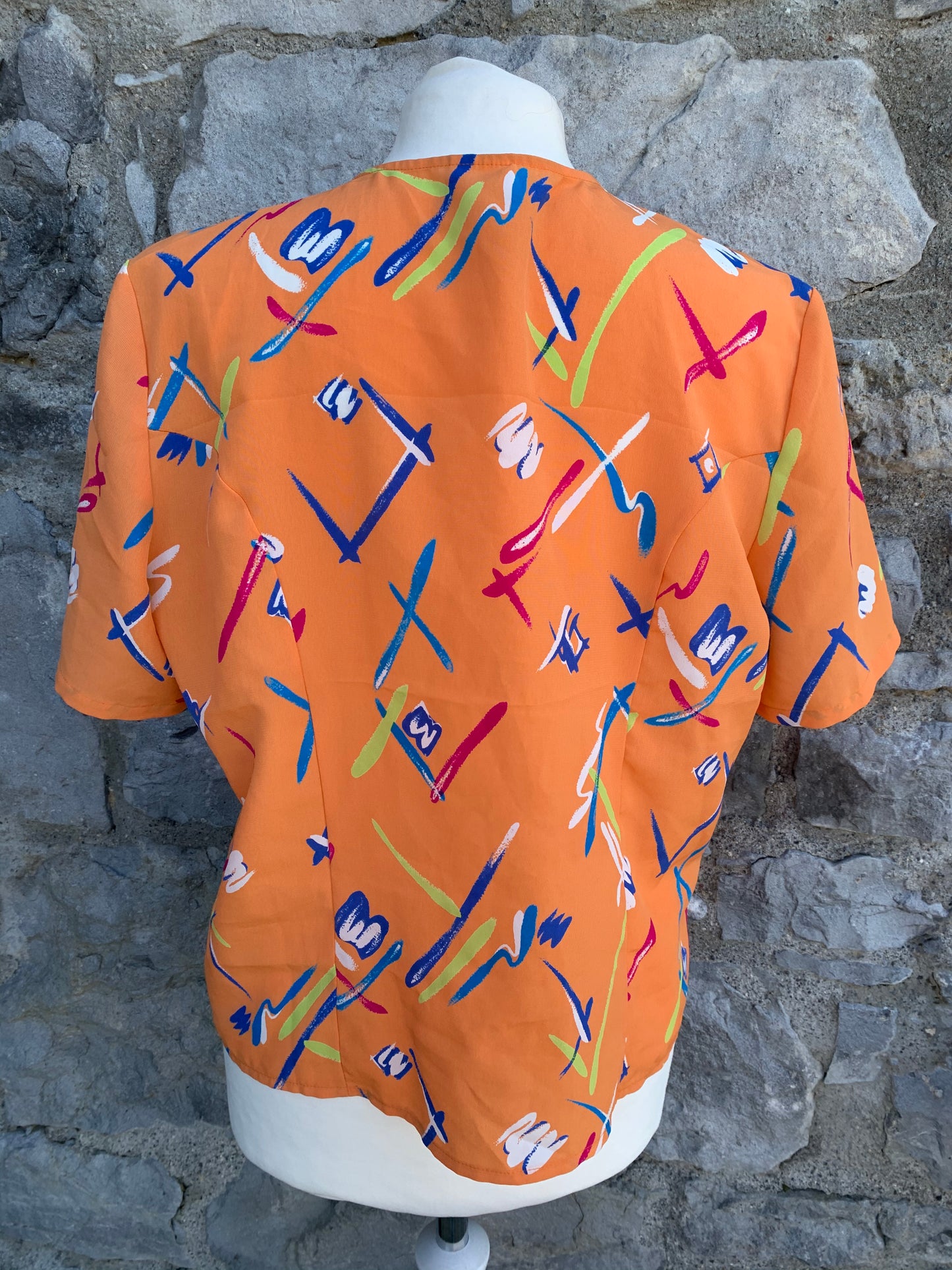 80s orange blouse uk 10-12