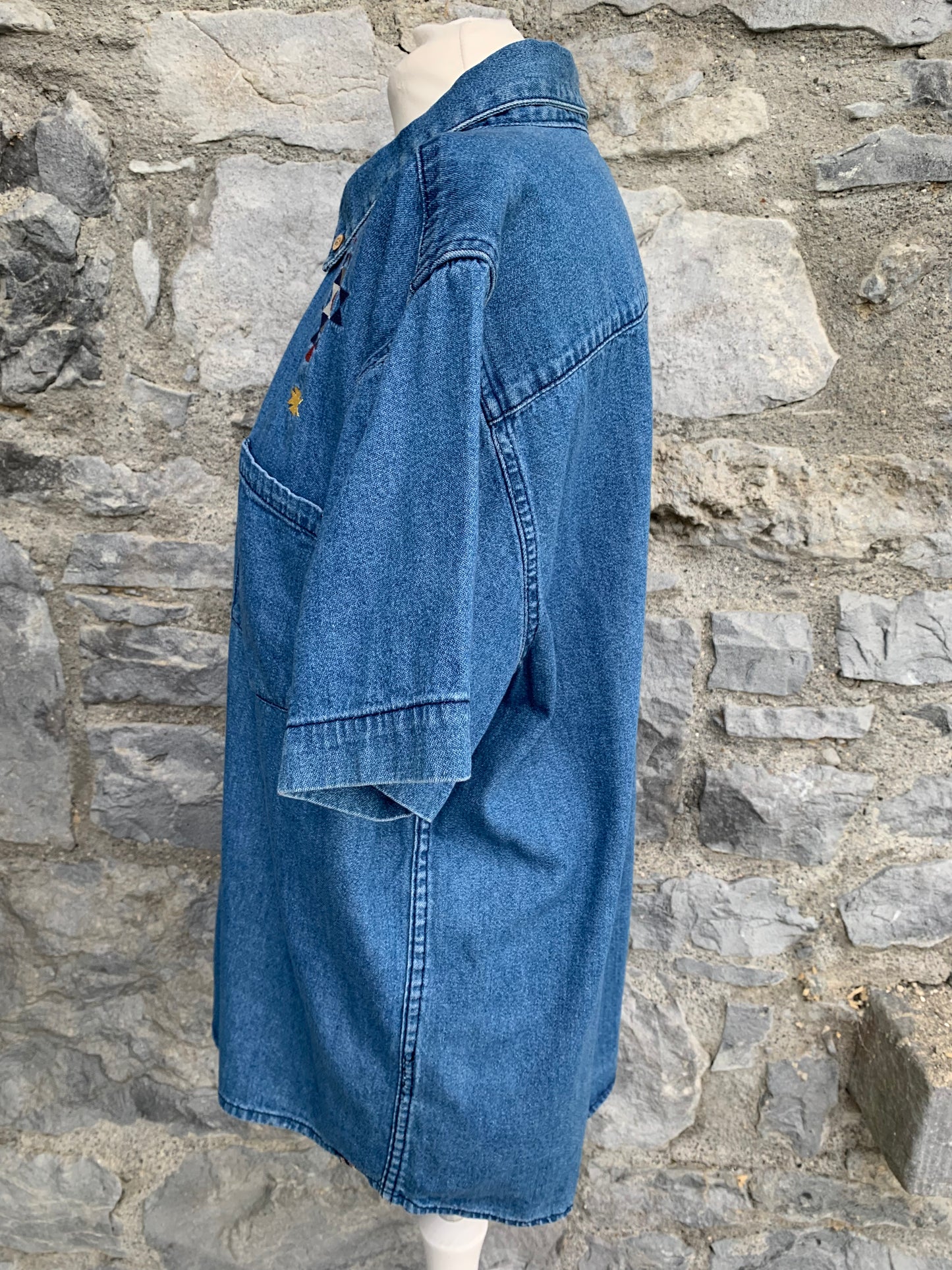 Denim shirt with Aztec embroidery Medium