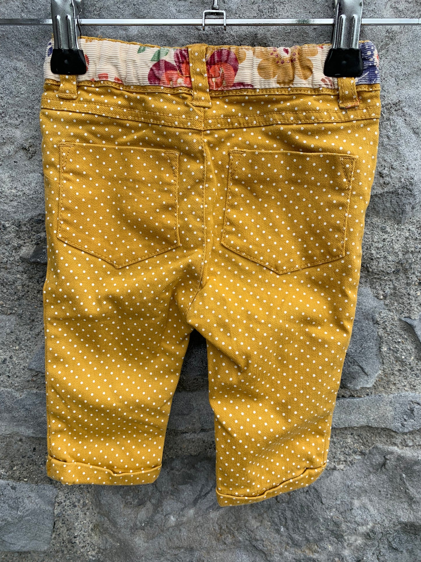 Mustard polka dot jeans 0-3m (56-62cm)