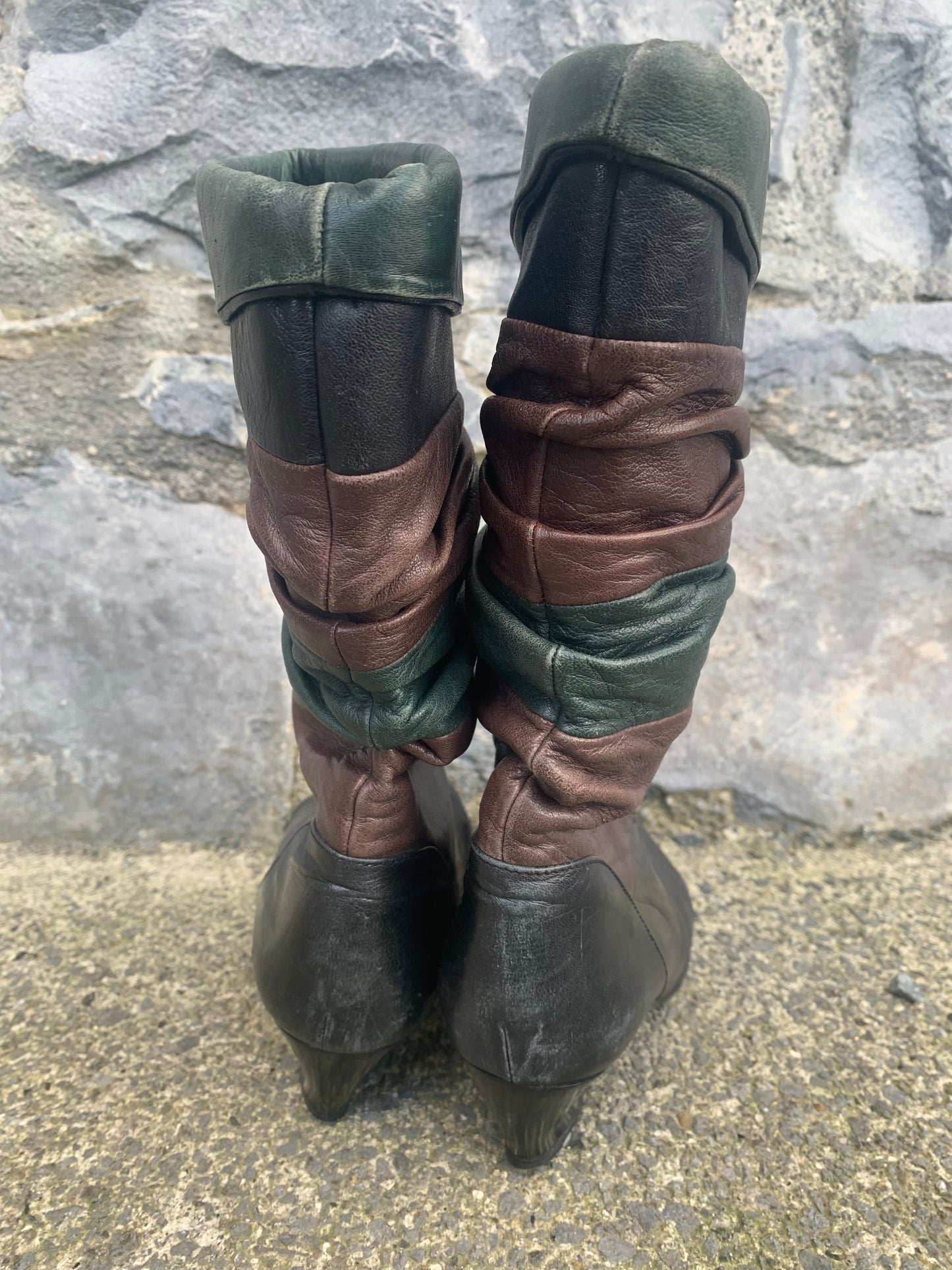 80s brown&black boots uk 4.5 (eu 37.5)