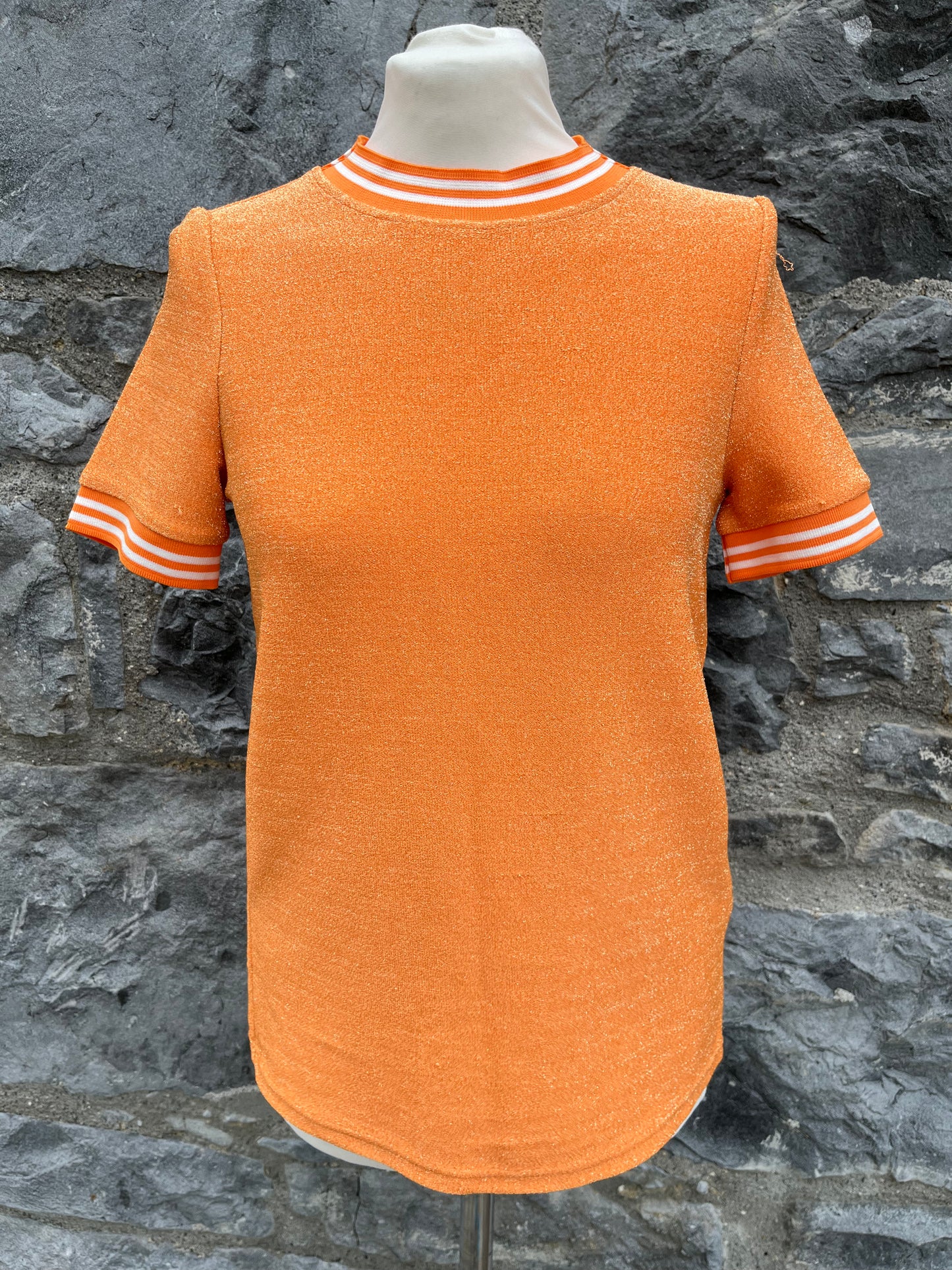Orange glitter top uk 8