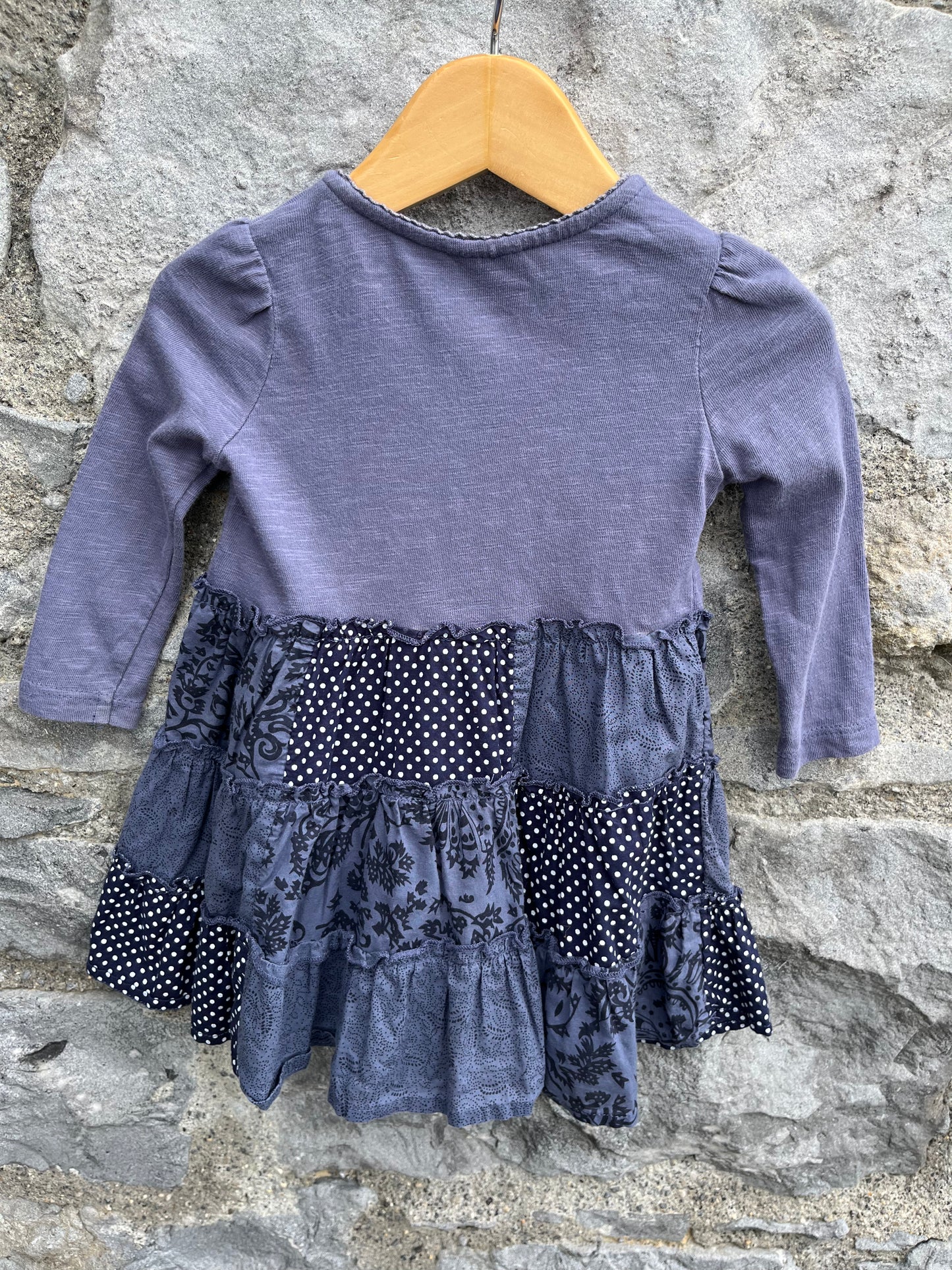 Navy patchwork dress 3-6m (62-68cm)