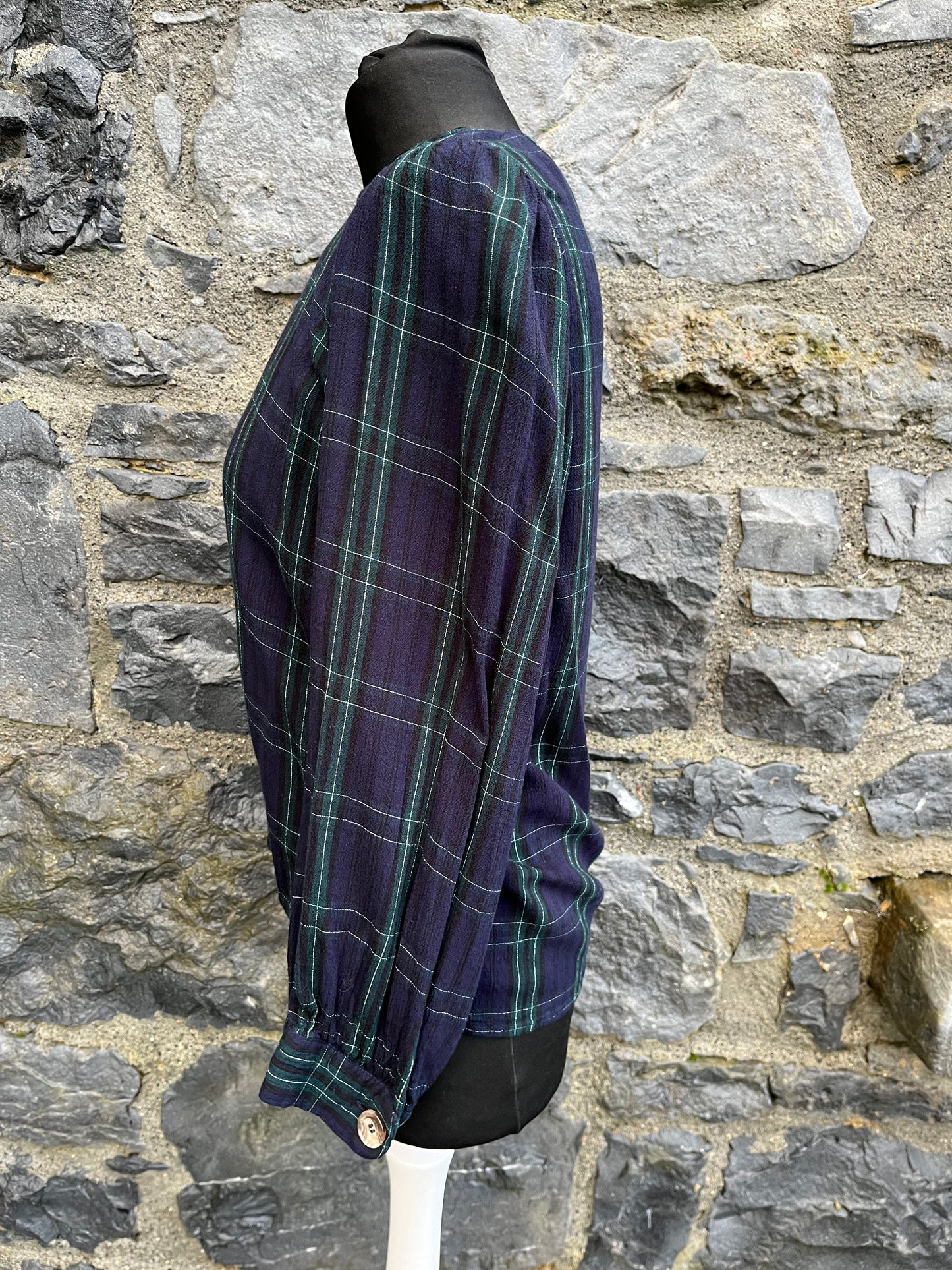 Green&navy check top uk 8-10