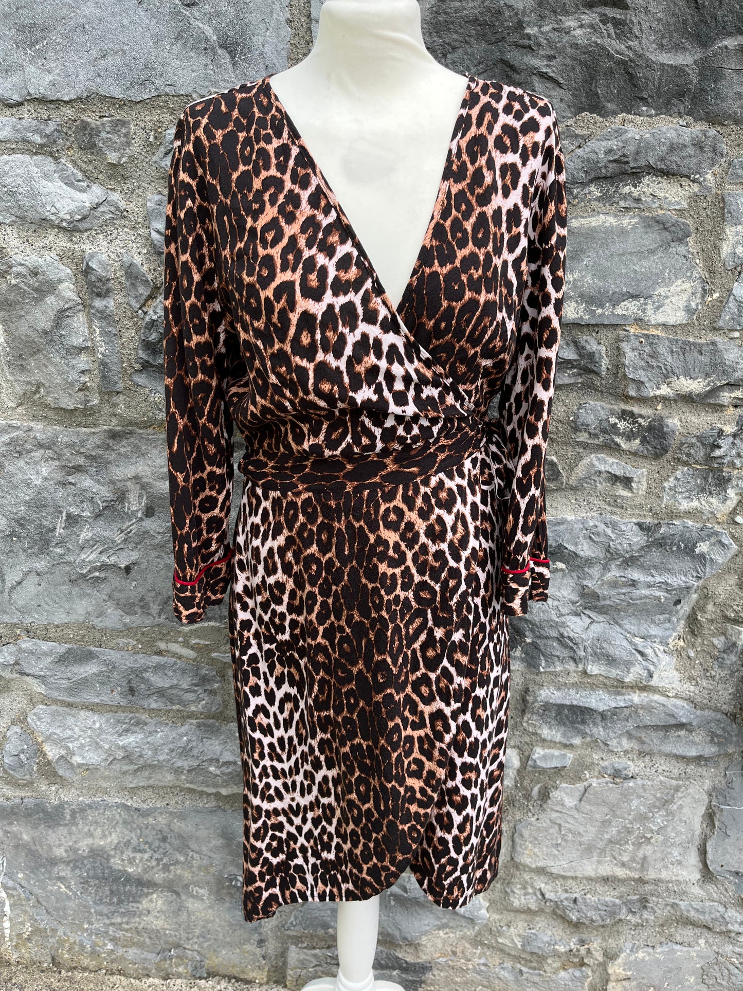 Leopard print wrap dress uk 10-12