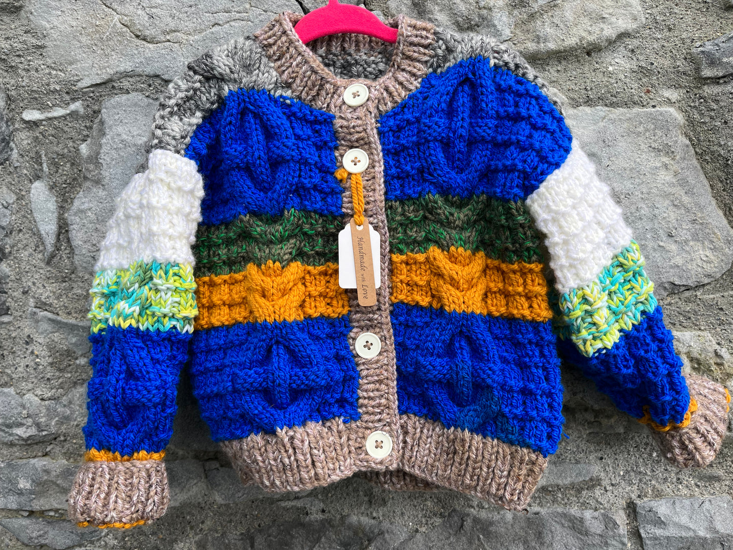 Aran style colorful cardigan 18m (86cm)