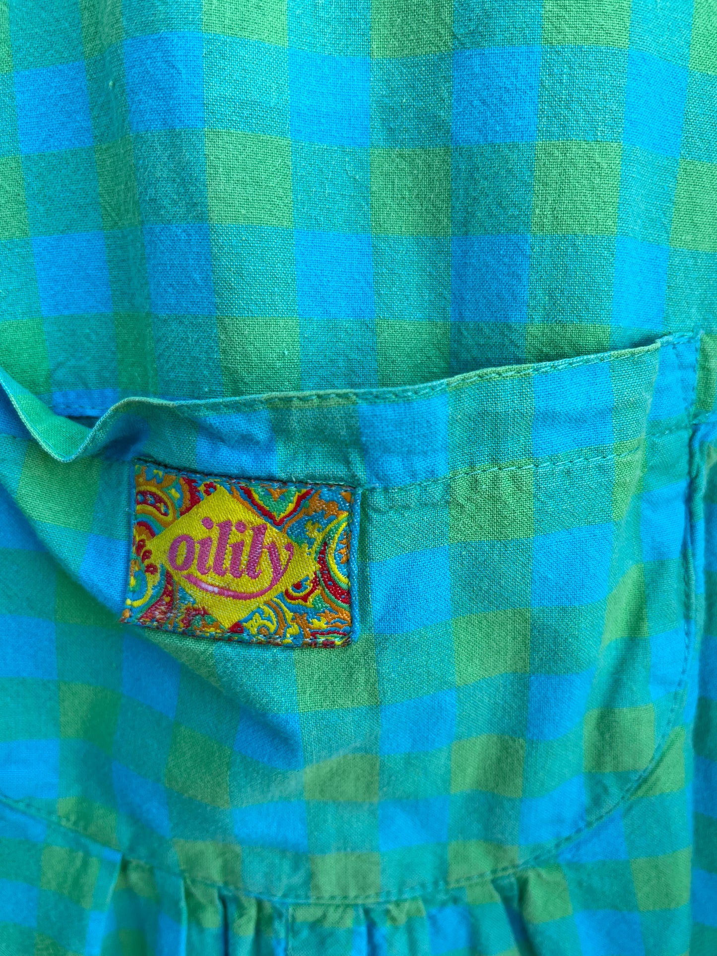 80s Oilily green&blue short jumpsuit 5-6y (110-116cm)