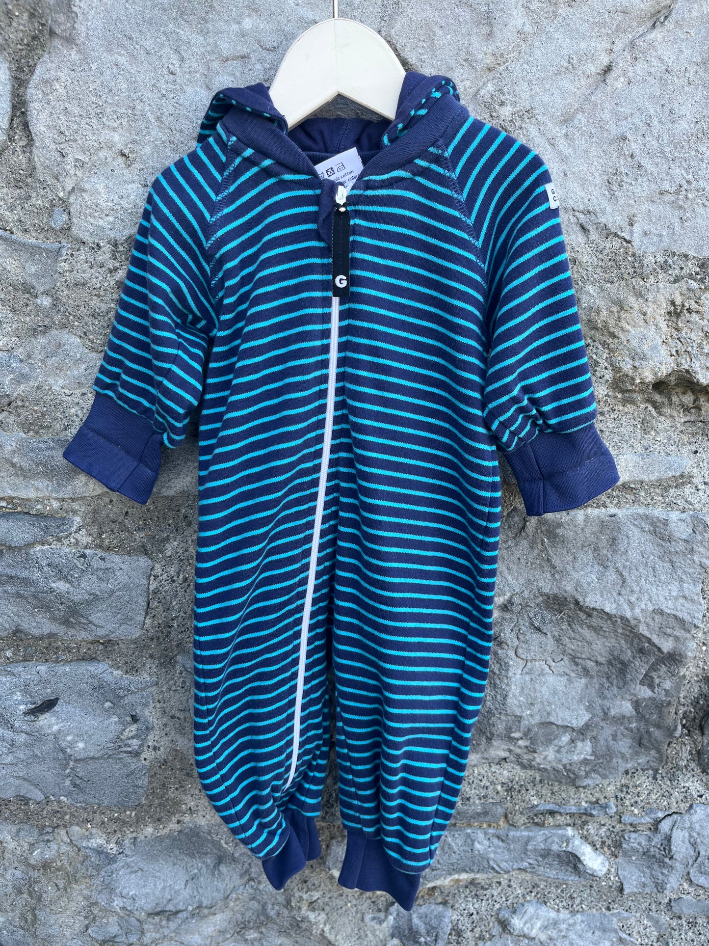 Navy hooded onesie 3-6m (62-68cm)