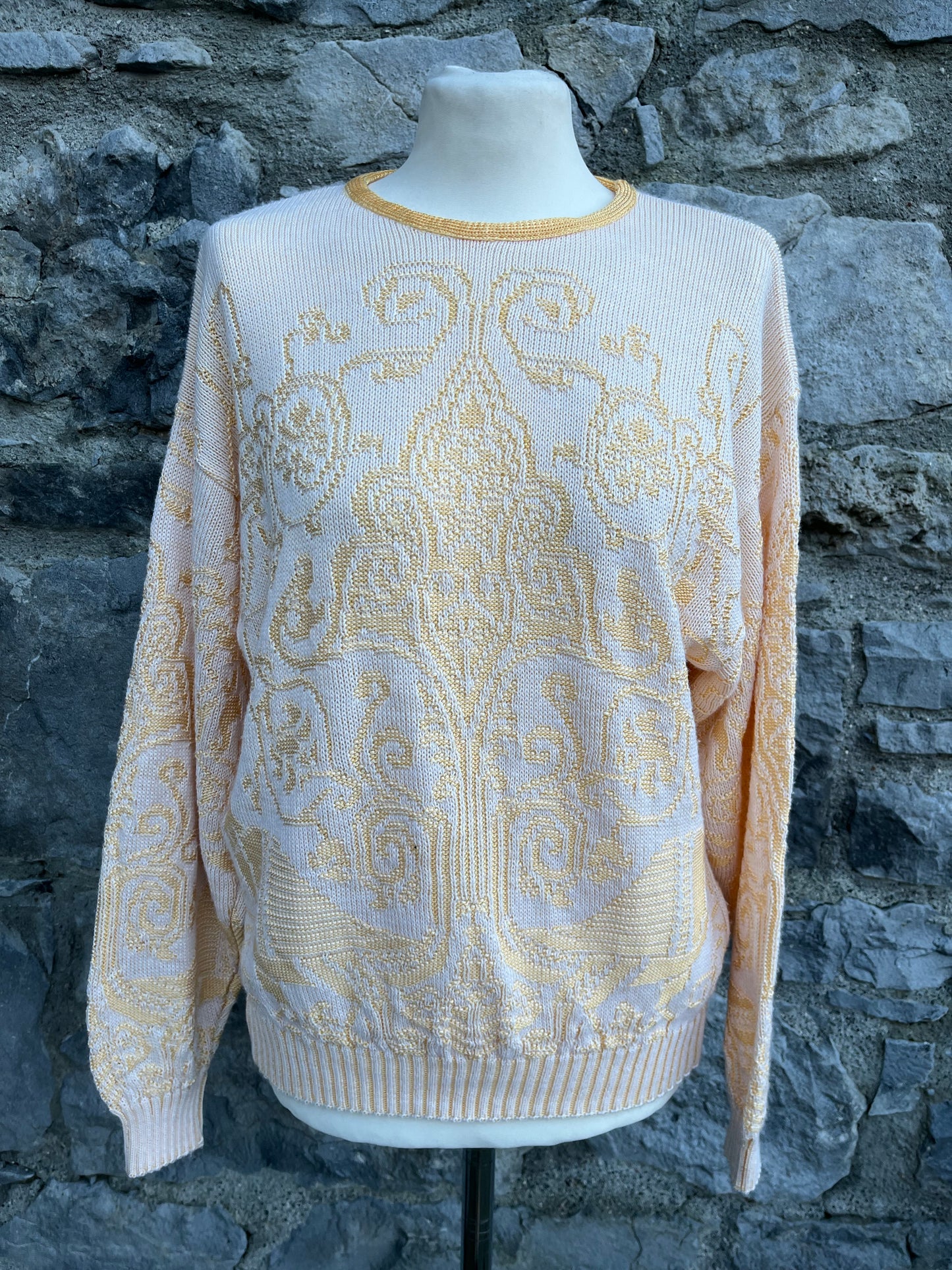 80s yellow pattern jumper uk 12