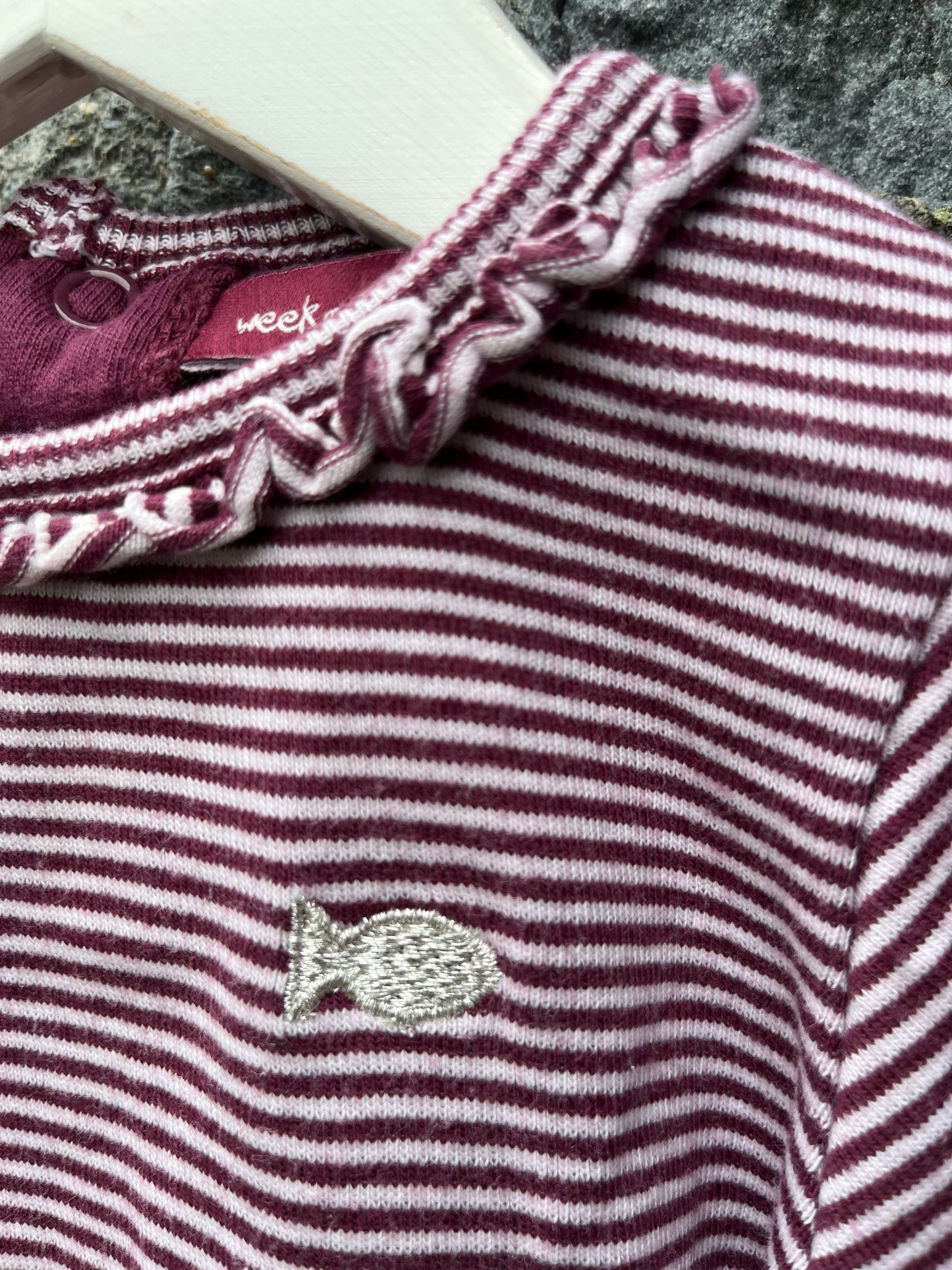 Maroon stripy top 3-6m (62-68cm)