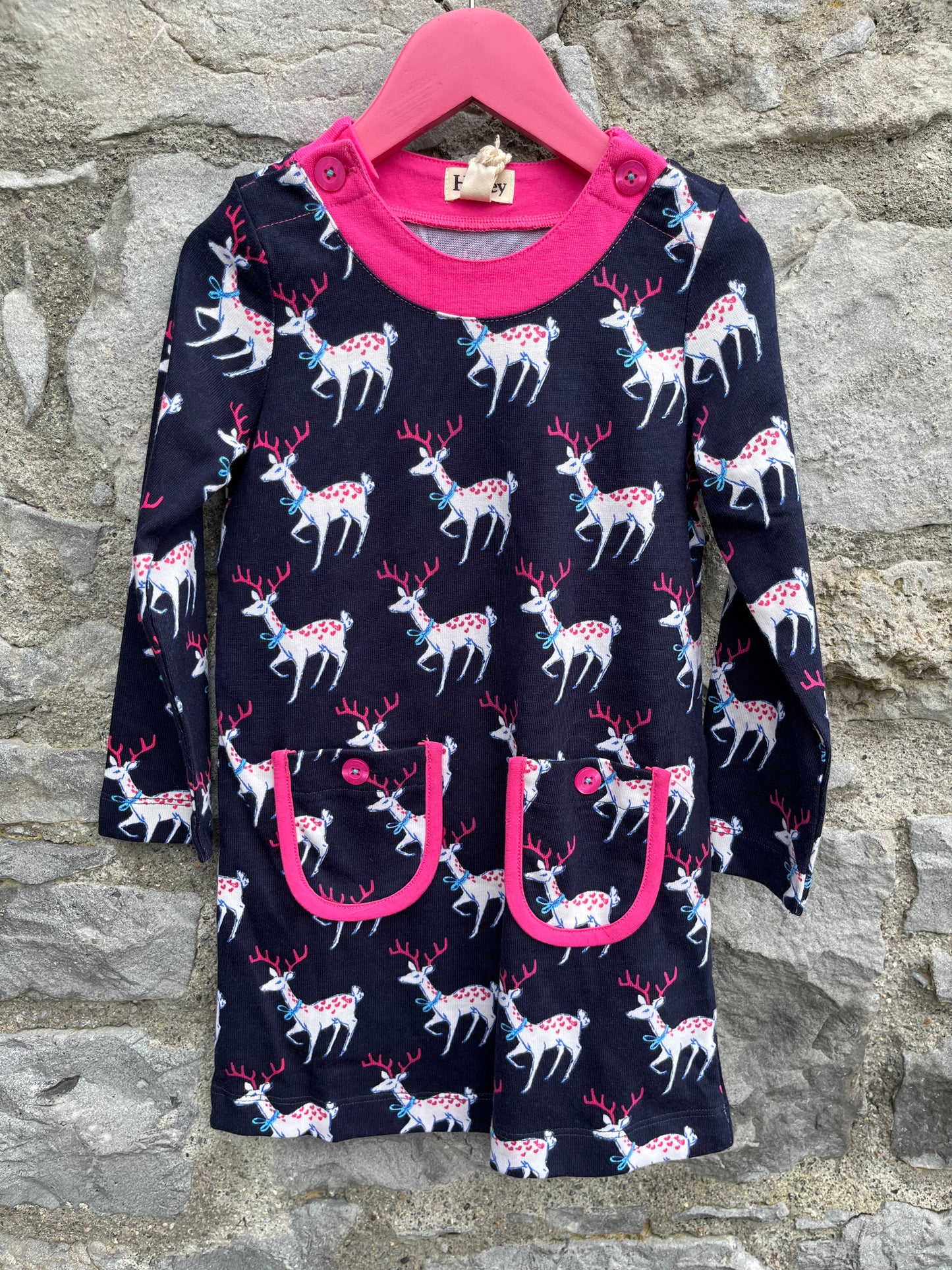 Reindeer navy dress 3-4y (98-104cm)