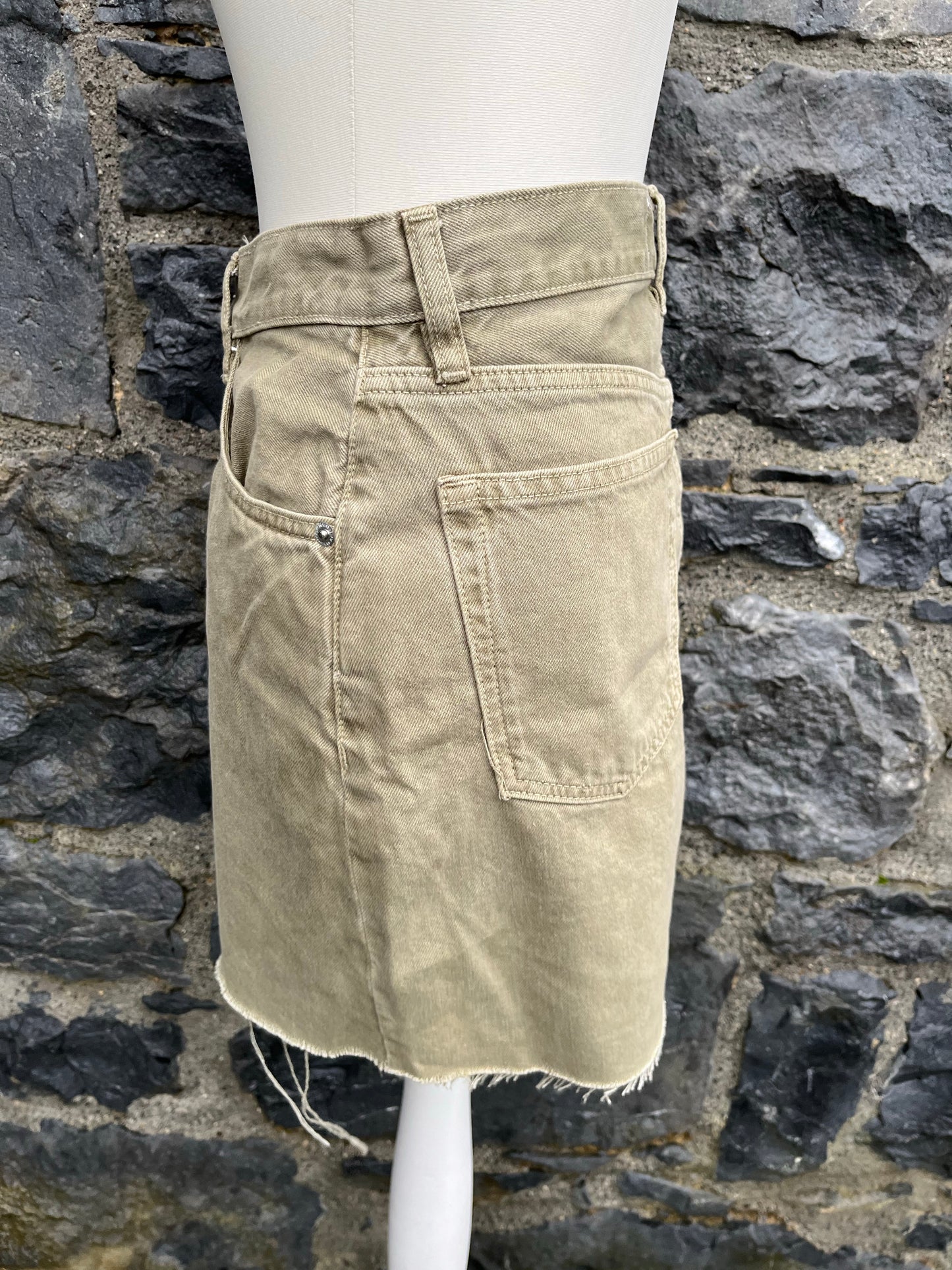 Khaki denim skirt uk 8-10