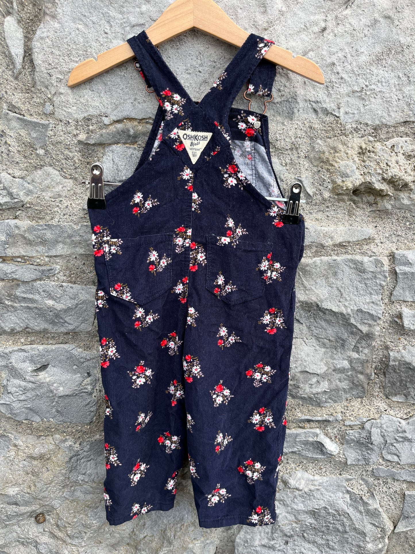 Floral cord dungarees 12-18m (80-86cm)