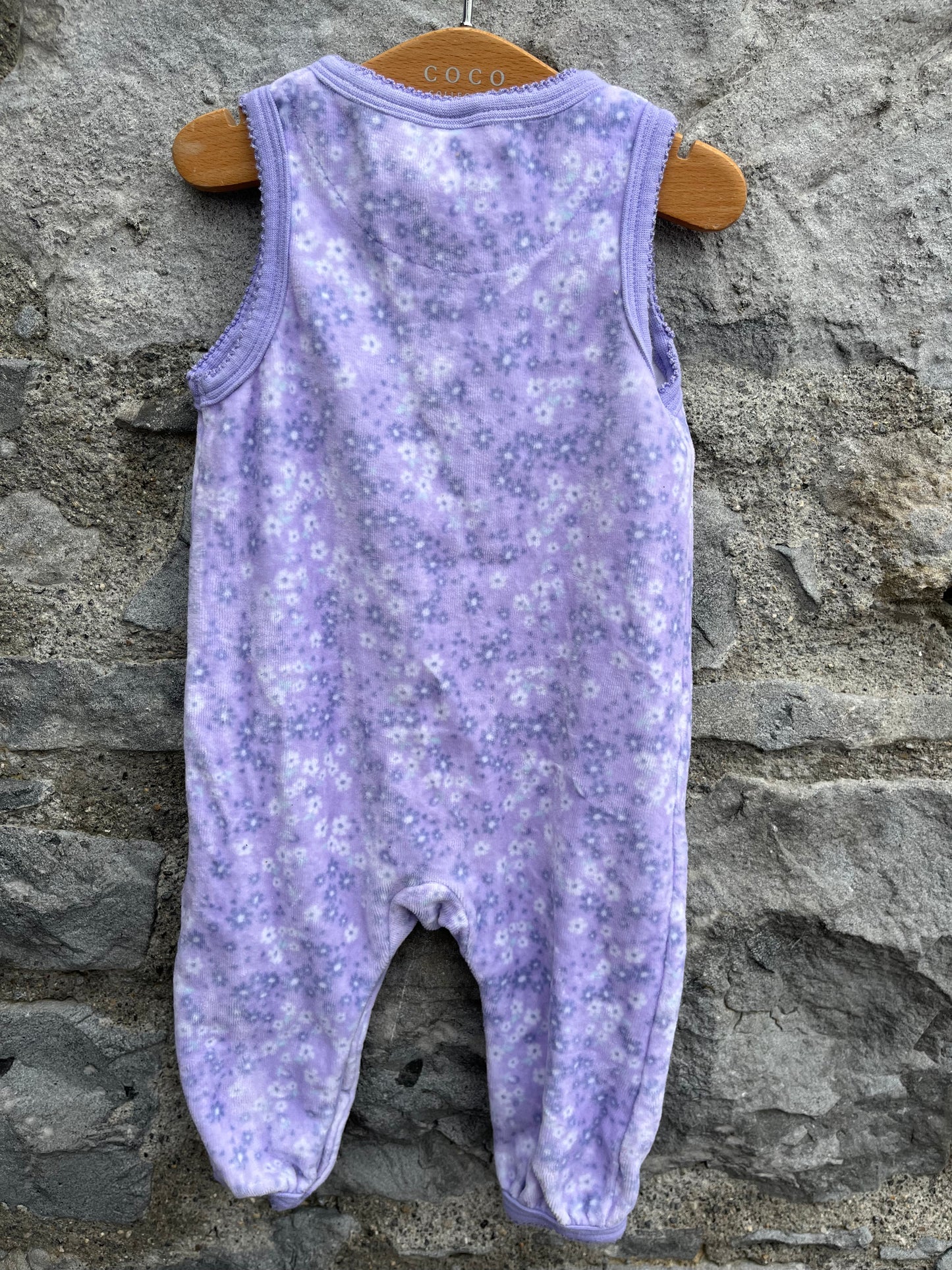 Purple velour dungarees 2-4m (62cm)