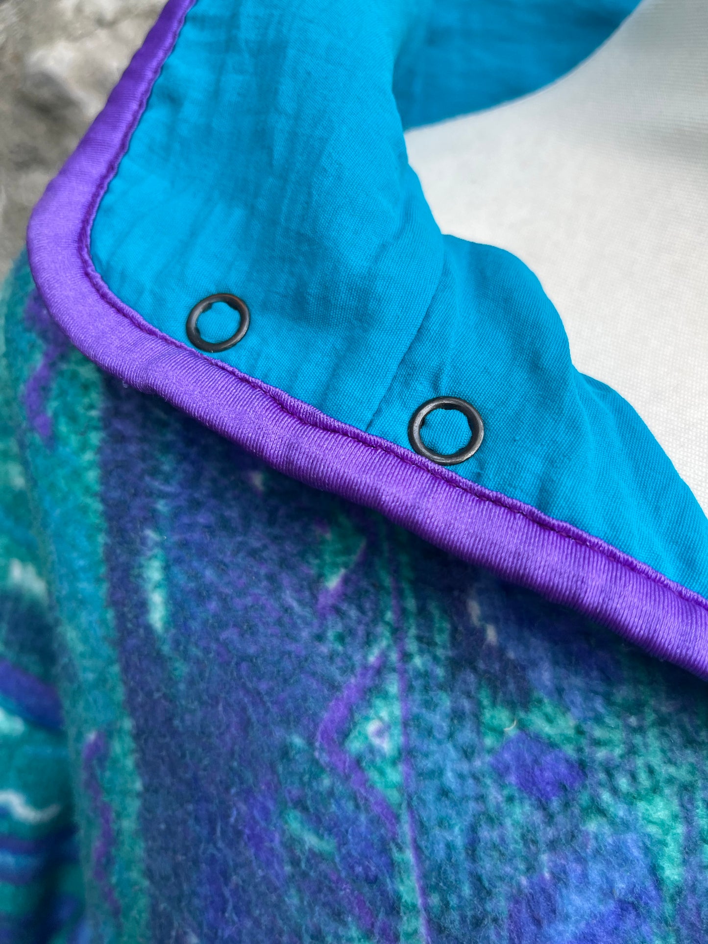 80s teal&purple fleece Small