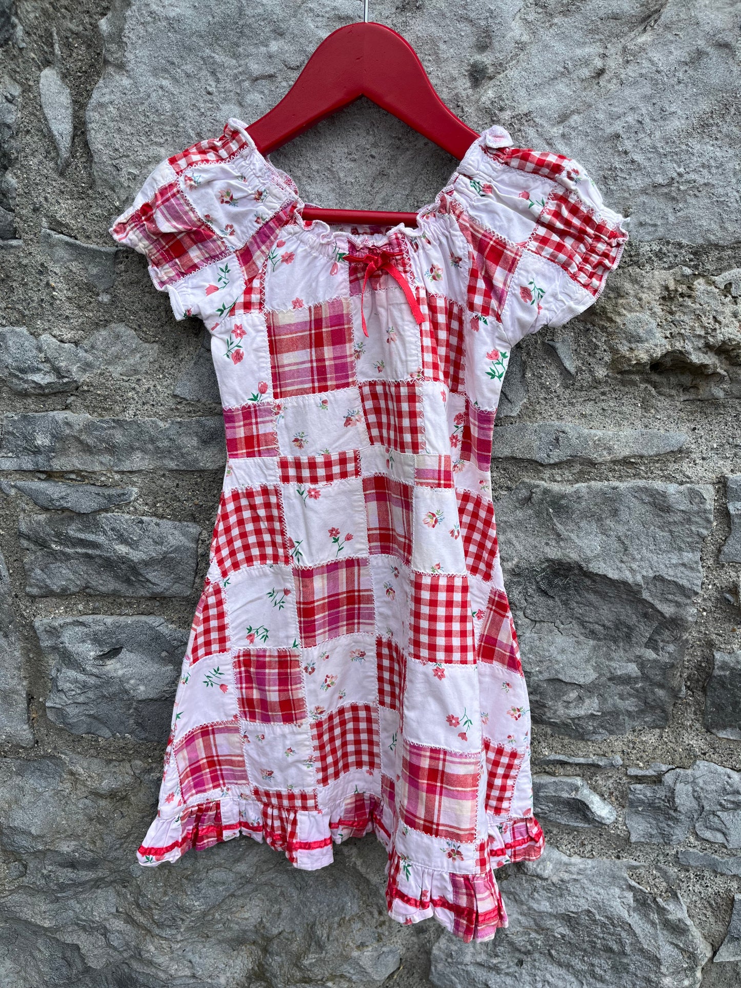 Patchwork red dress 2-3y (92-98cm)