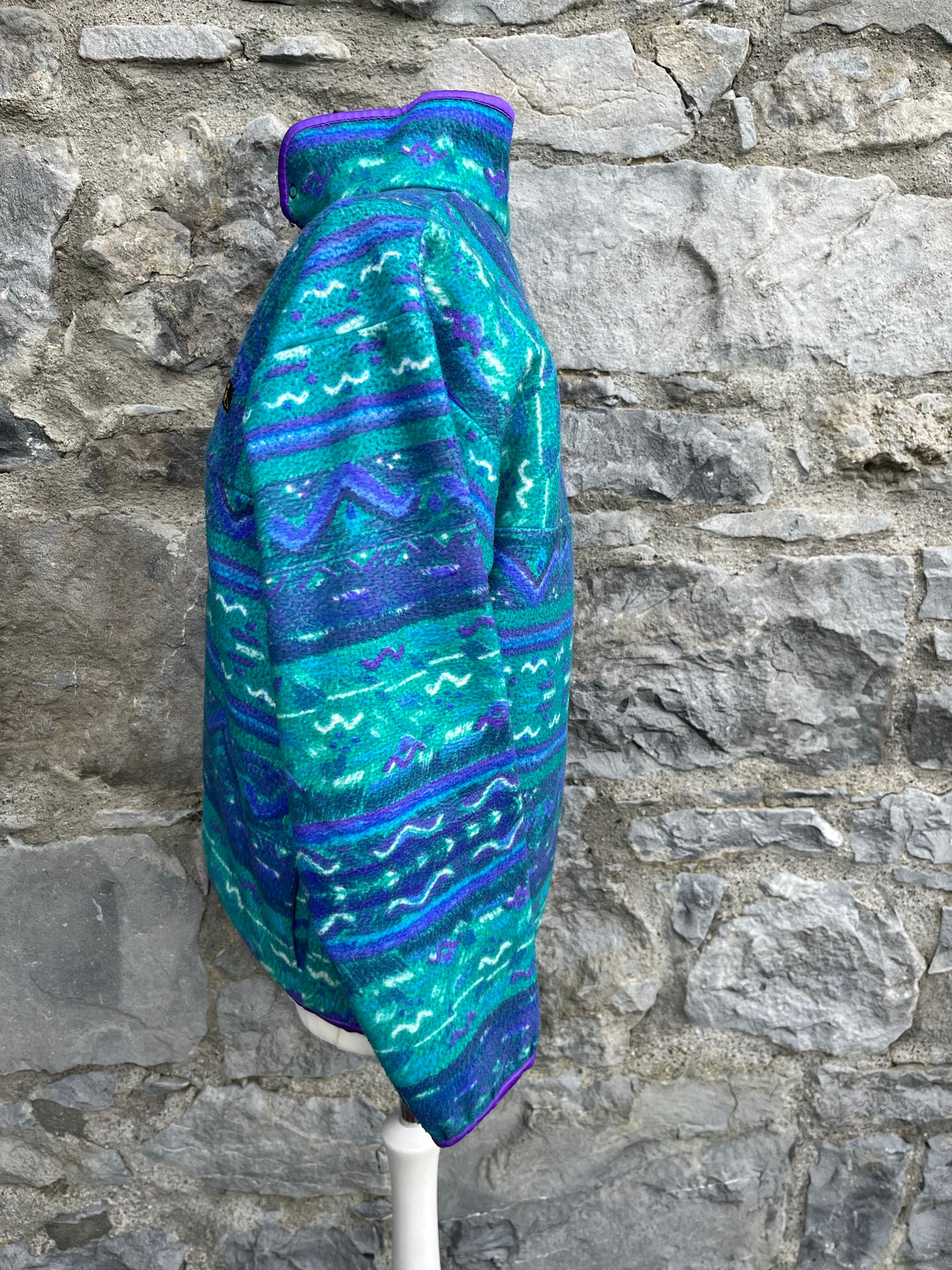 80s teal&purple fleece Small