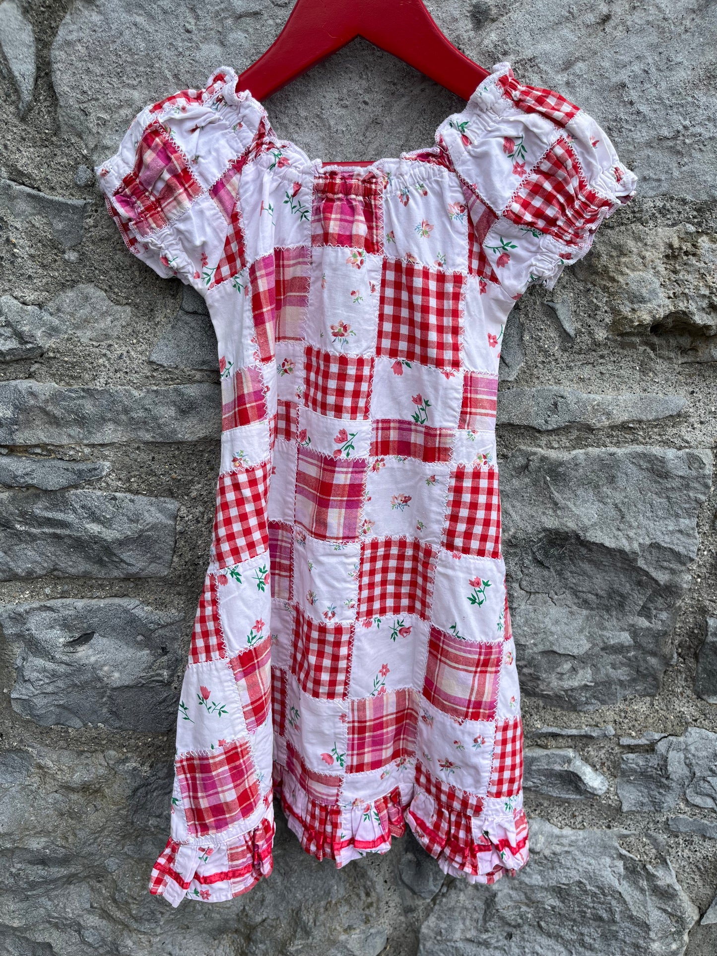 Patchwork red dress 2-3y (92-98cm)