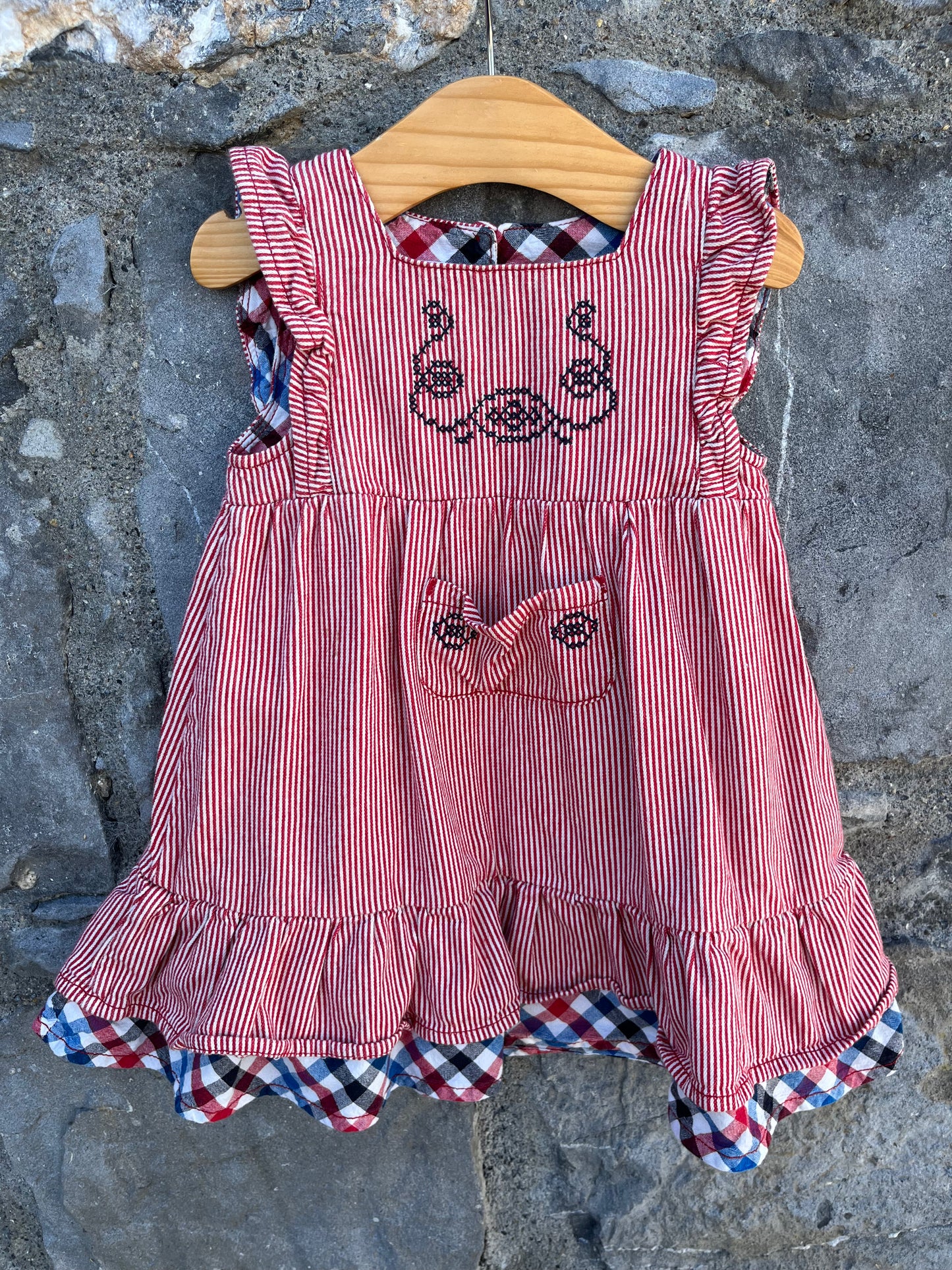 Red stripy pinafore 12-18m (80-86cm)