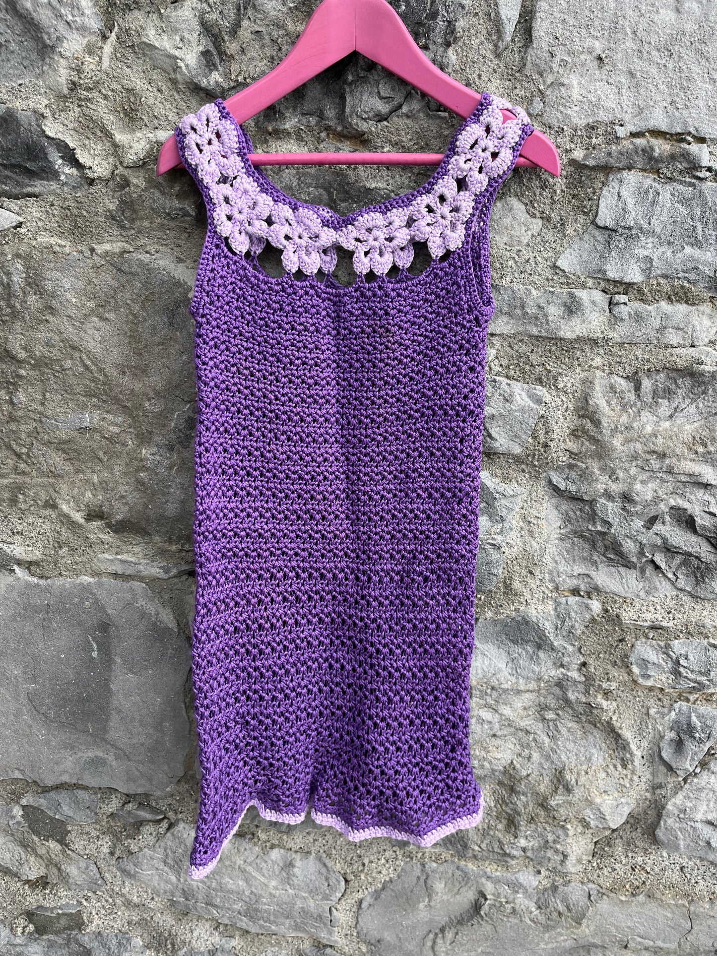 Purple crochet pinafore 9y (134cm)