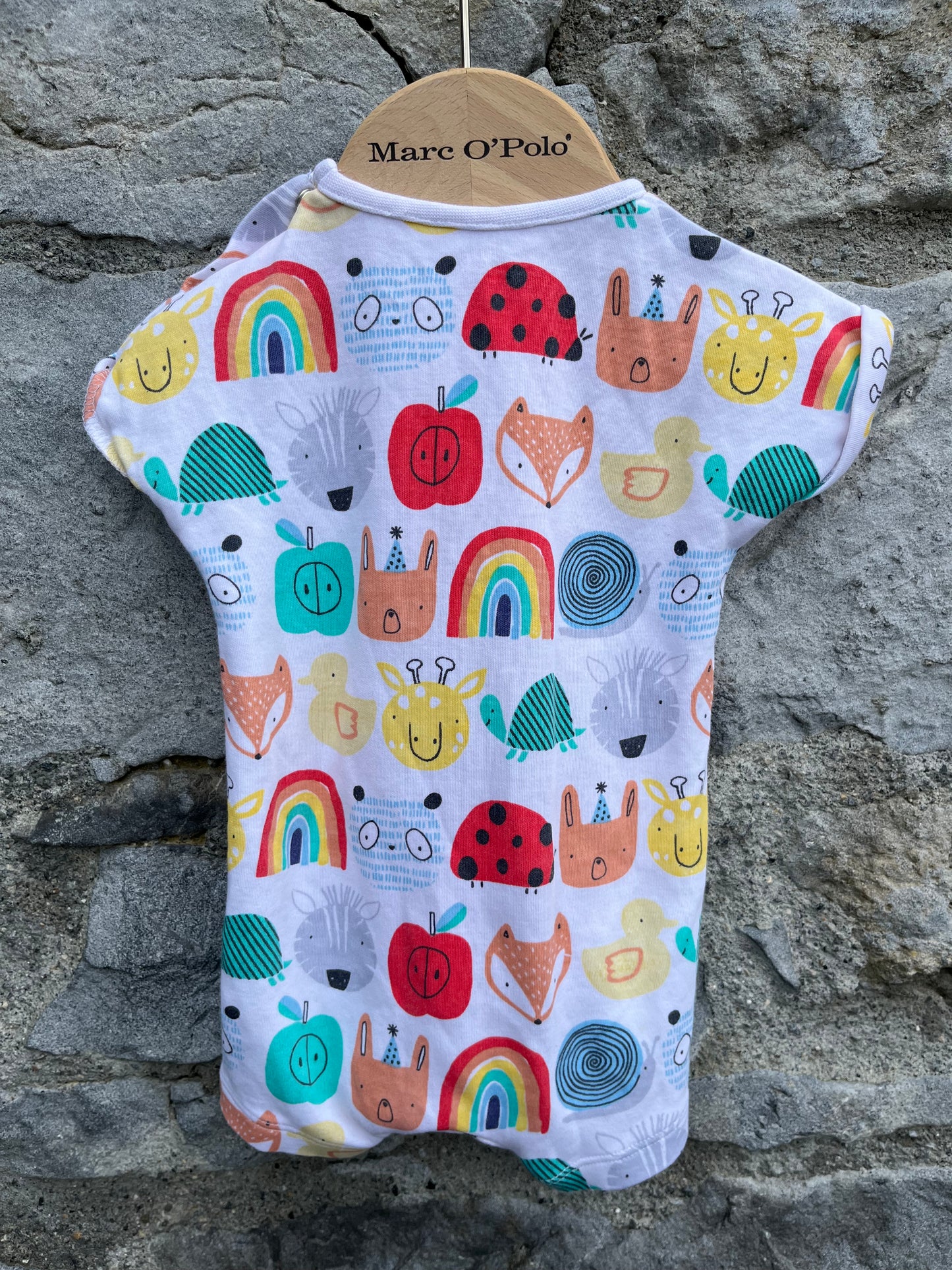 Rainbow animals&fruit rompers 0-3m (56-62cm)
