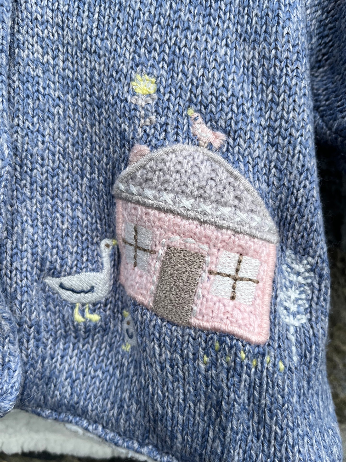 Blue furry lined cardigan 3-6m (62-68cm)