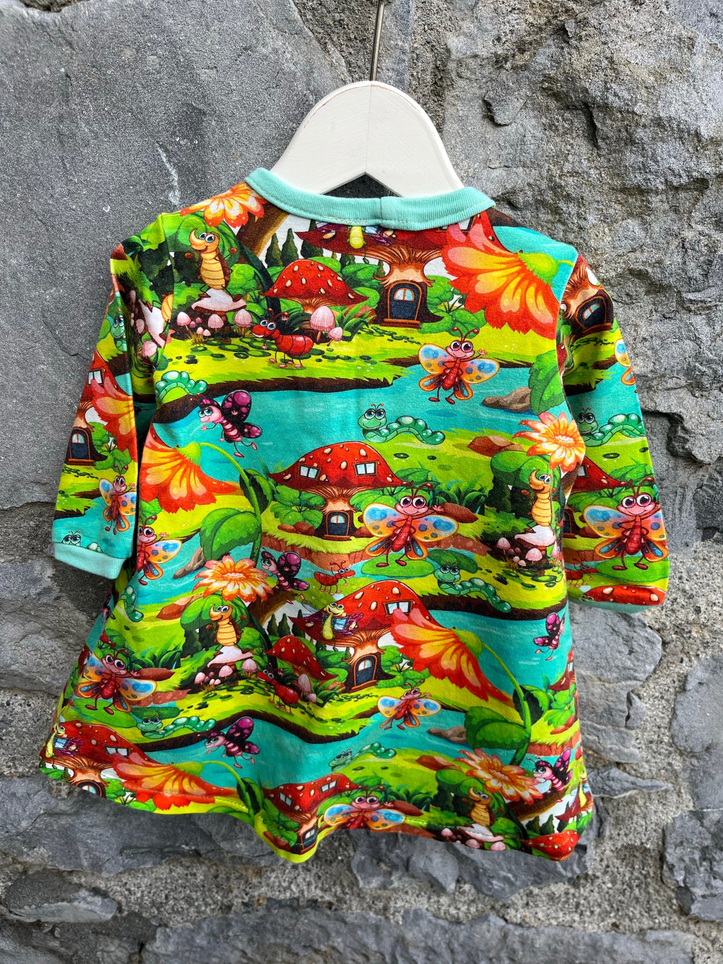 Mushrooms&bugs dress 6-9m (68-74cm)