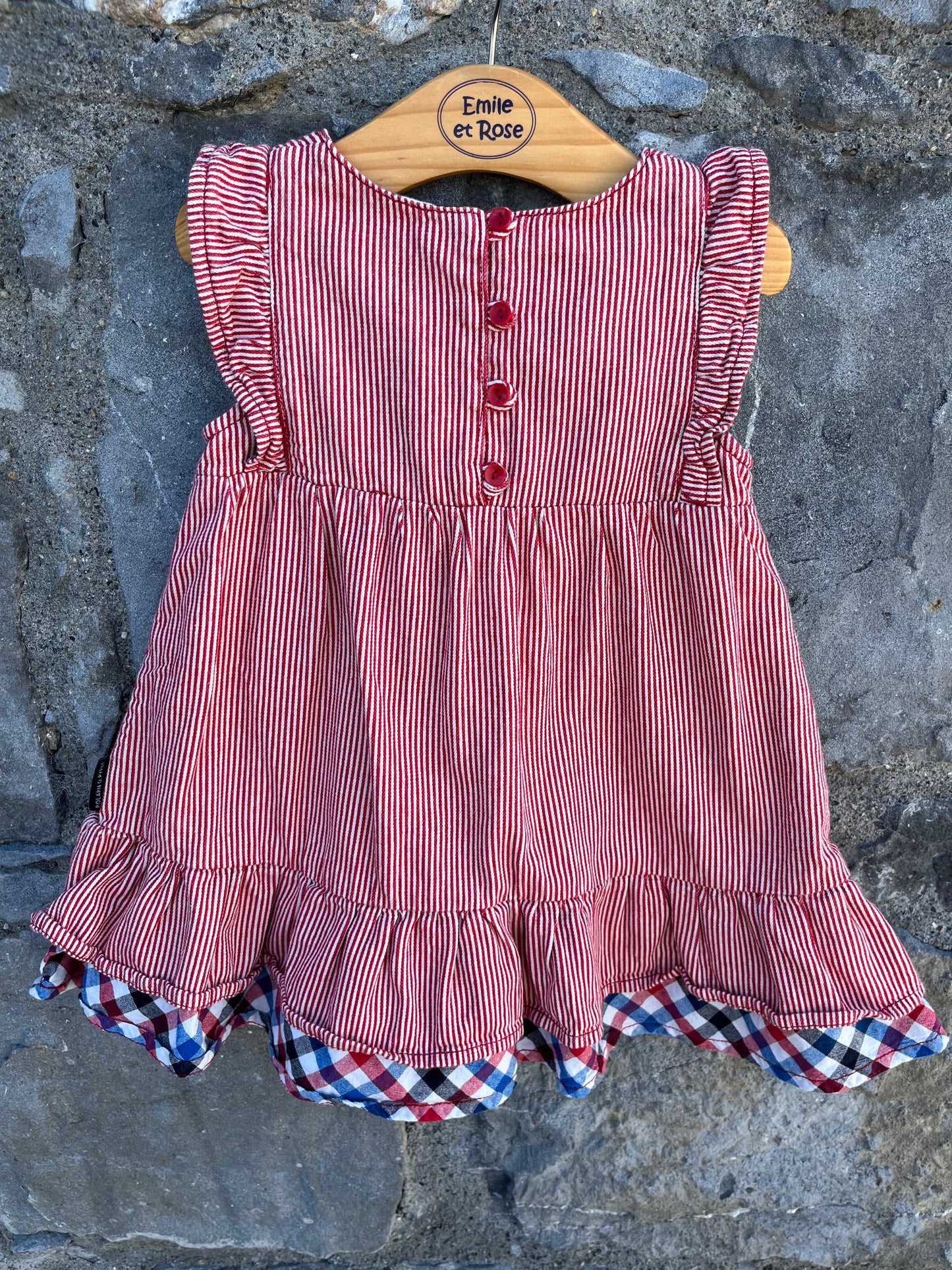 Red stripy pinafore 12-18m (80-86cm)