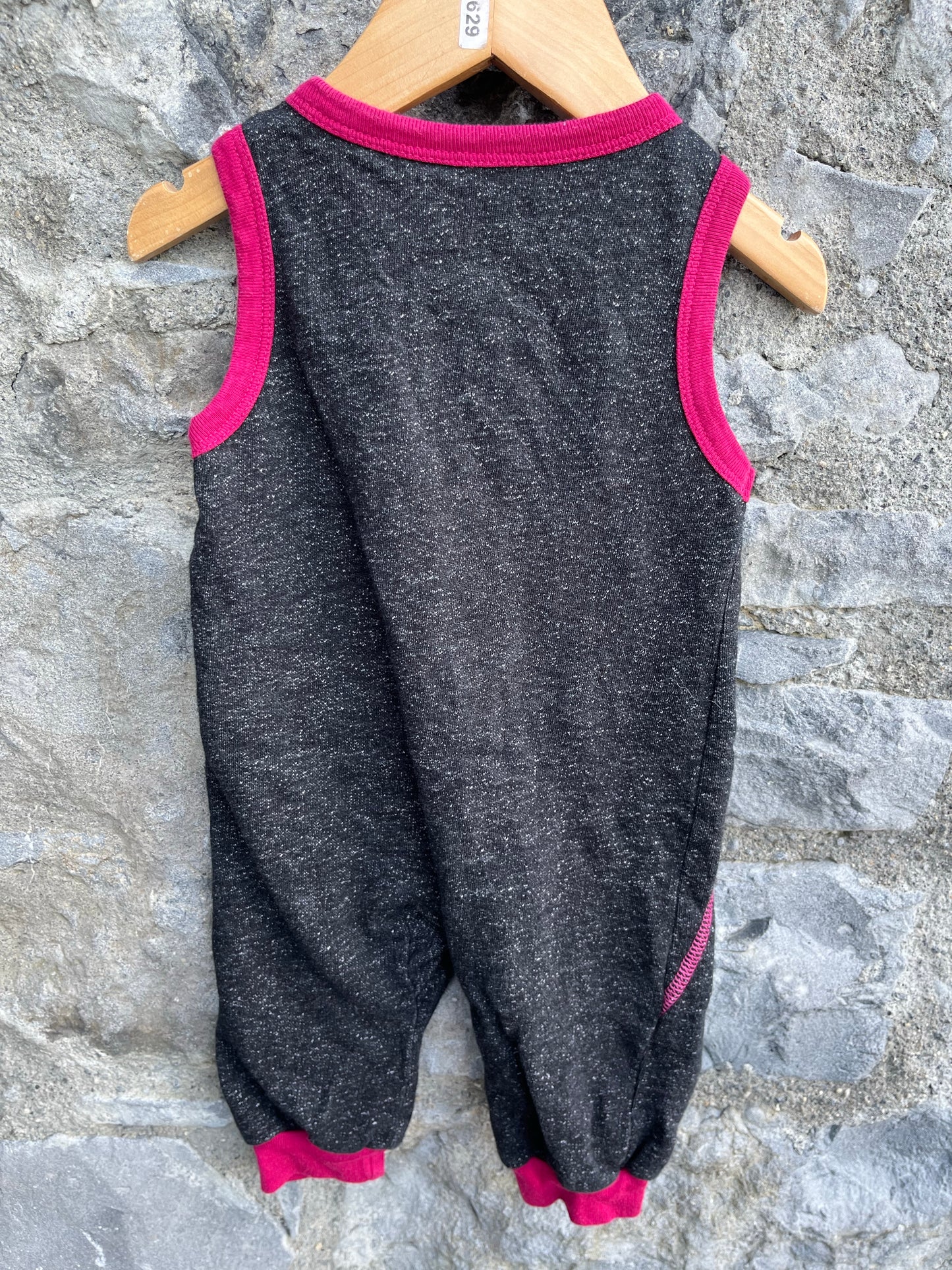Grey&pink dungarees 3-6m (62-68cm)
