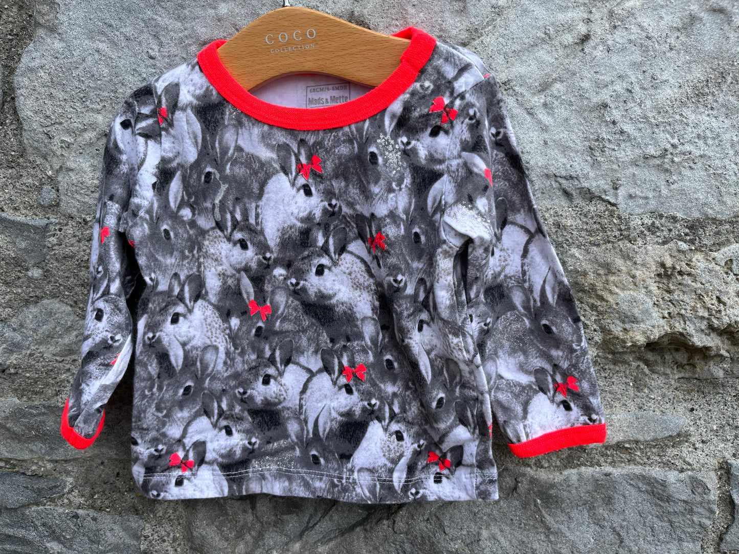 Grey bunnies top 3-6m (62-68cm)