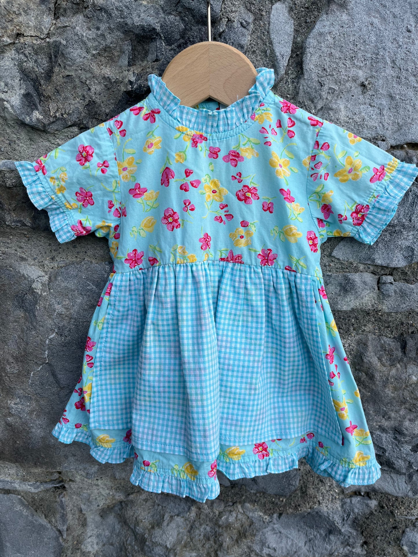 90s Blue floral dress 9m (74cm)