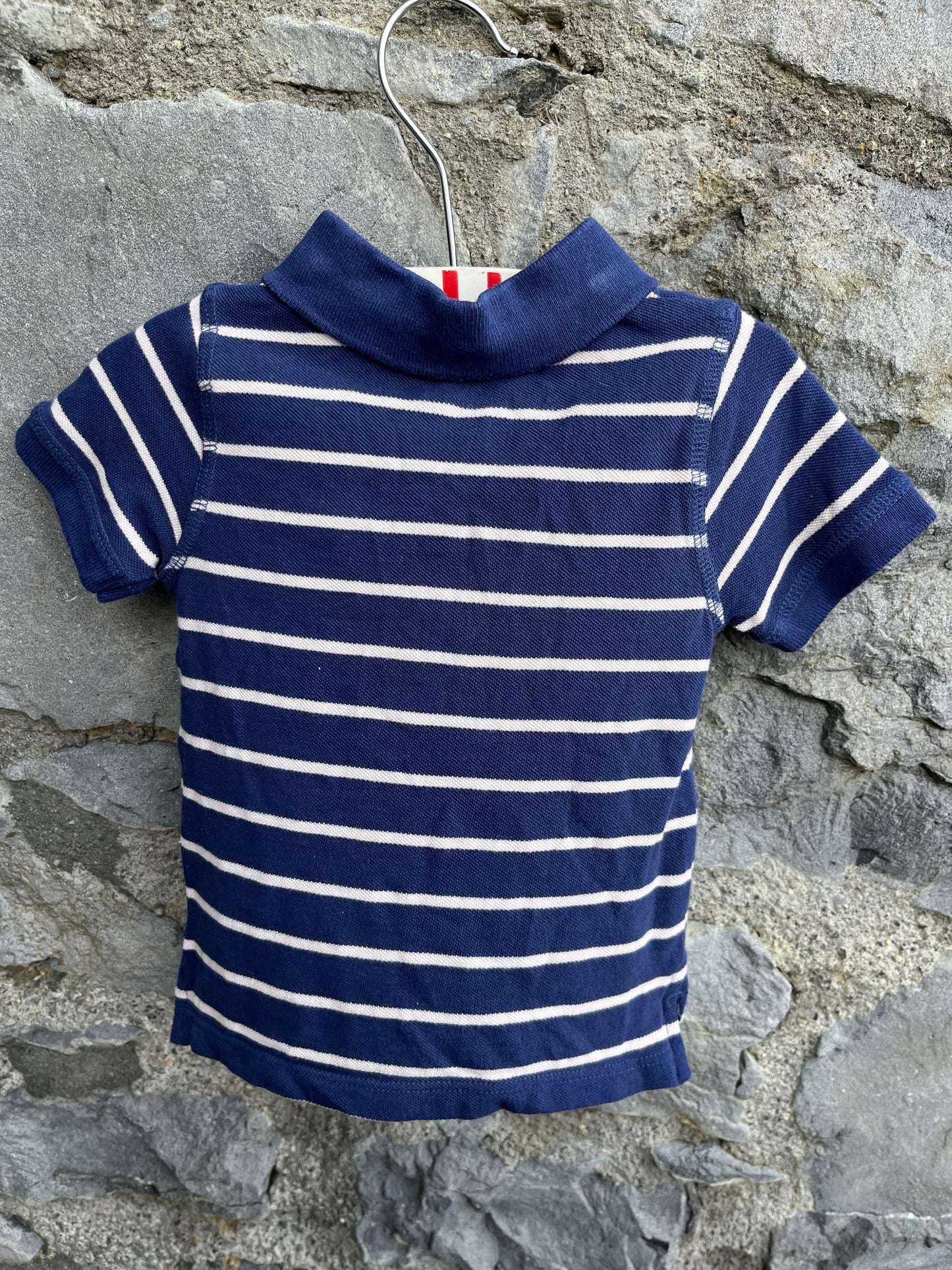 Stripy polo top 6-9m (68-74cm)