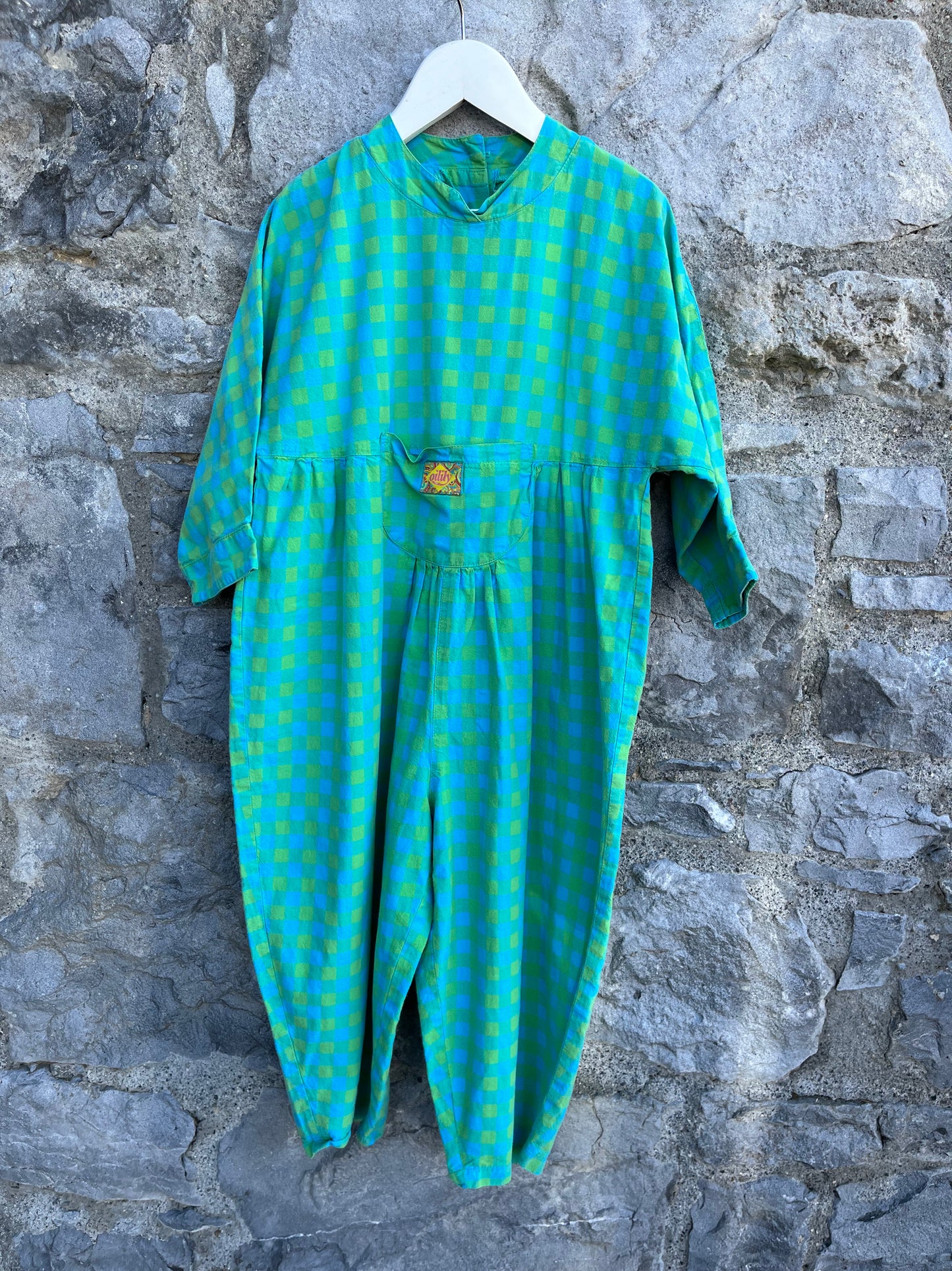 80s Oilily green&blue short jumpsuit 5-6y (110-116cm)