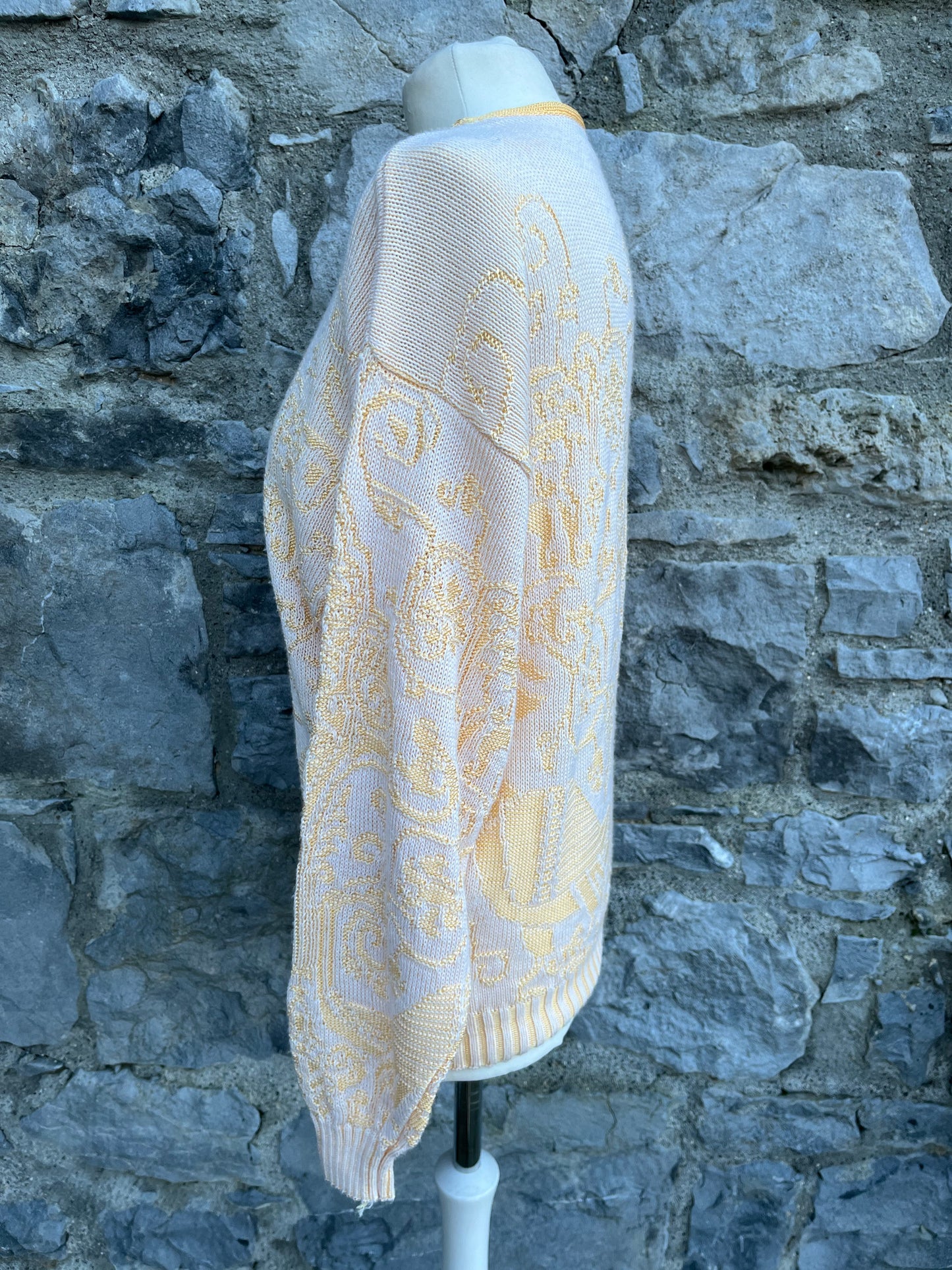 80s yellow pattern jumper uk 12