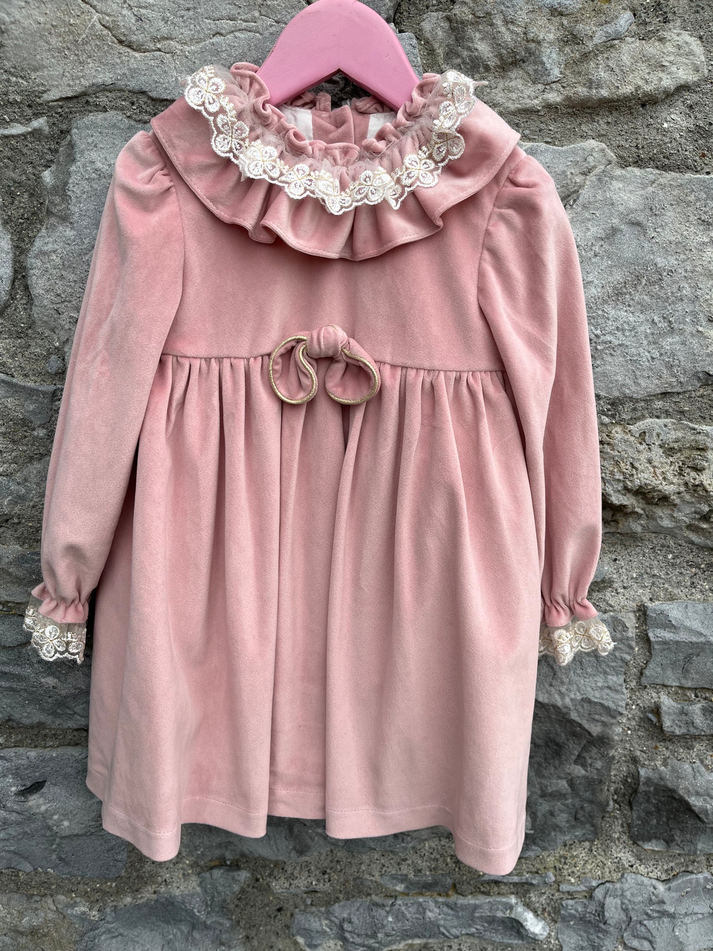 Pink velvet dress 3-4y (98-104cm)