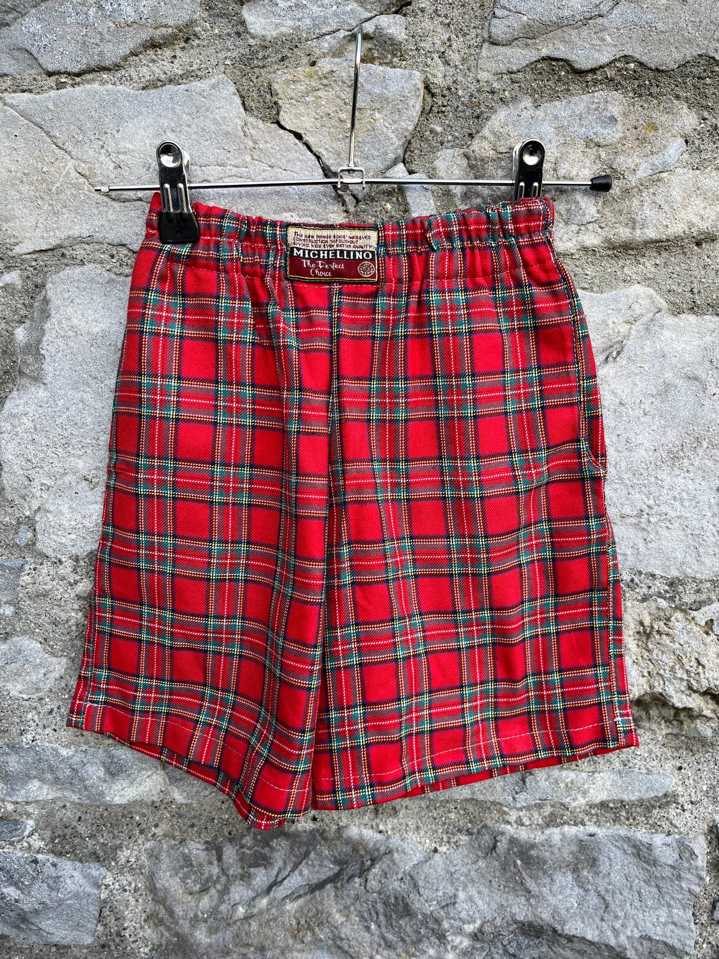 80s red tartan shorts 5-6y (110-116cm)