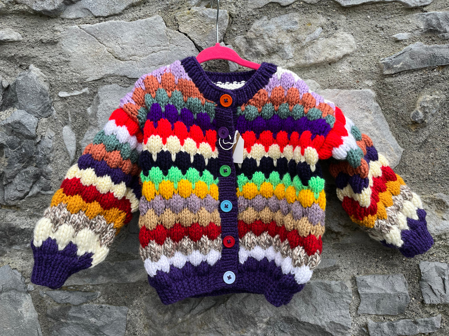 Chunky bubble knit rainbow cardigan 2-3y (92-98cm)