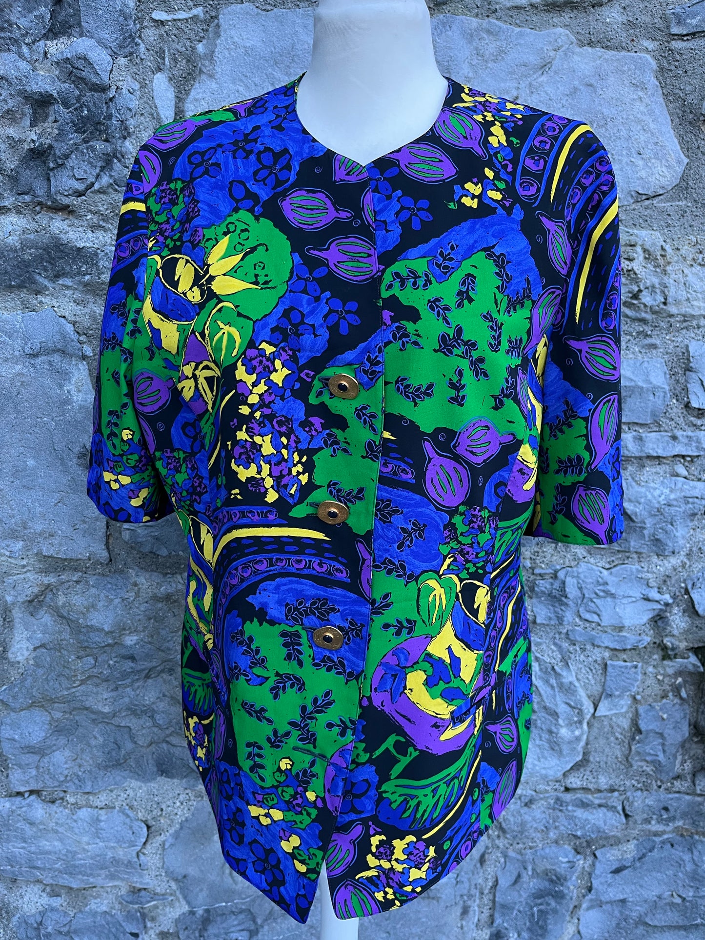 80s green&blue blazer uk 12