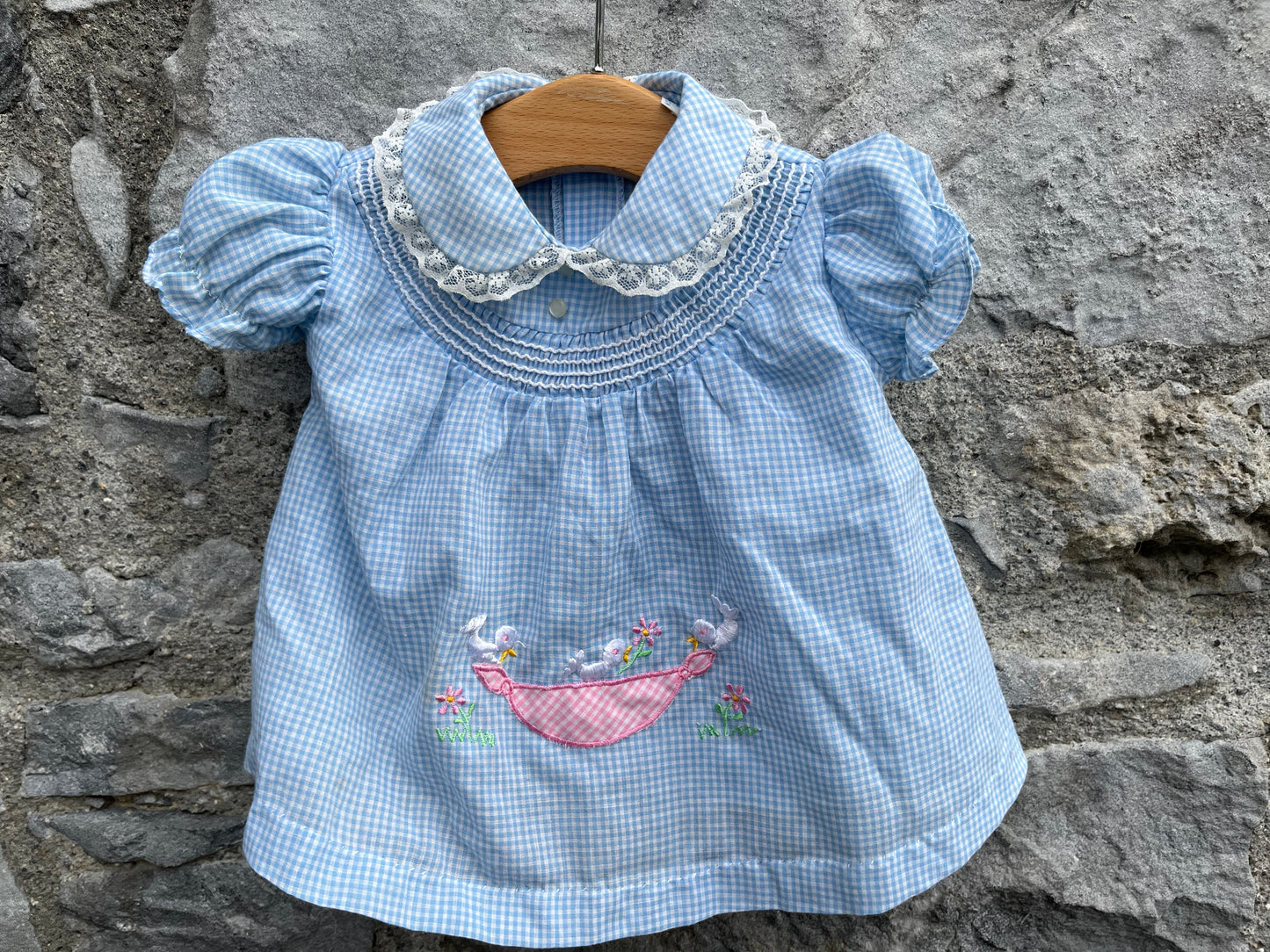 Gingham embroidered dress 0-3m (56-62cm)