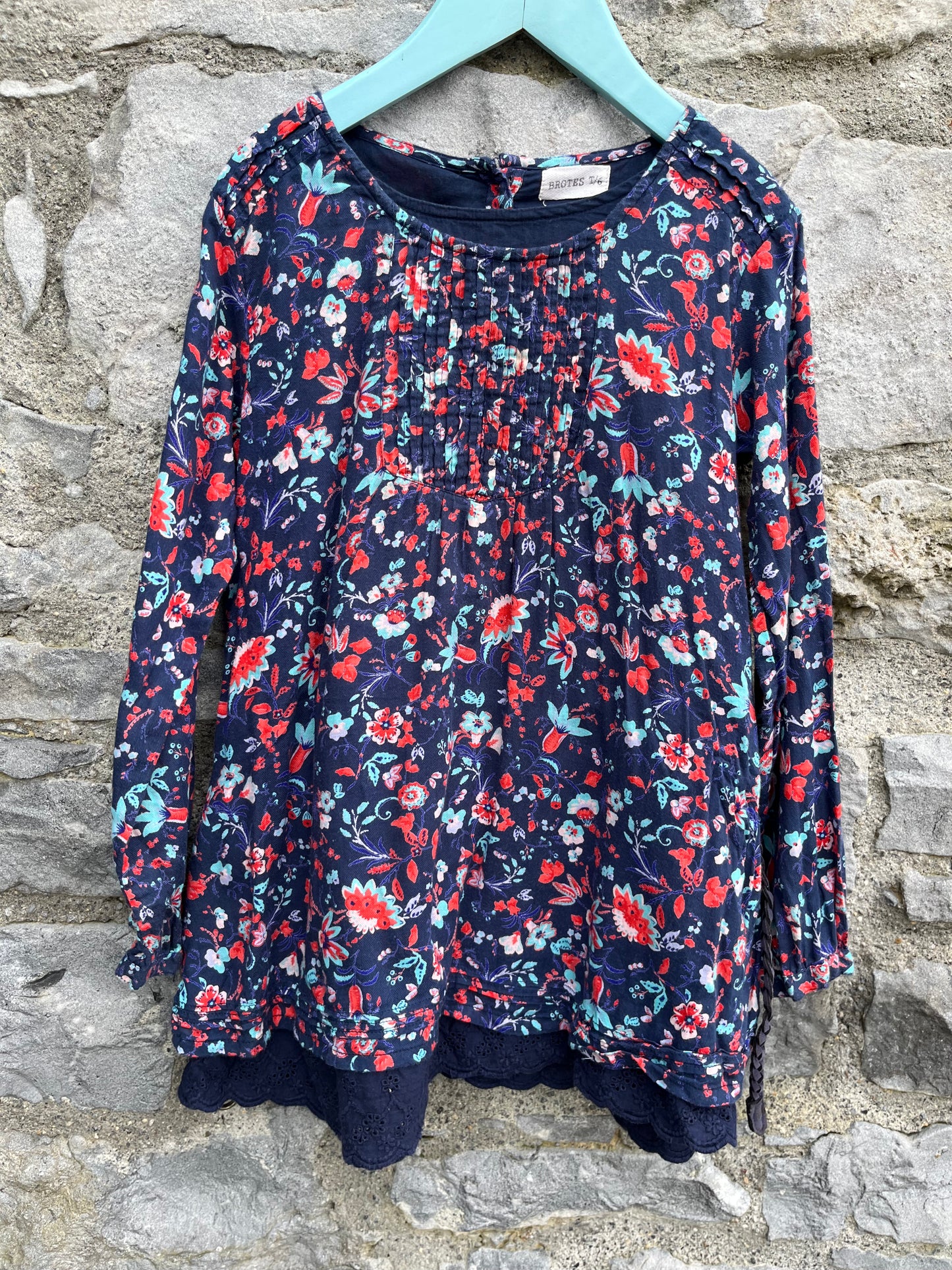 Floral tunic with a belt 5-6y (110-116cm)