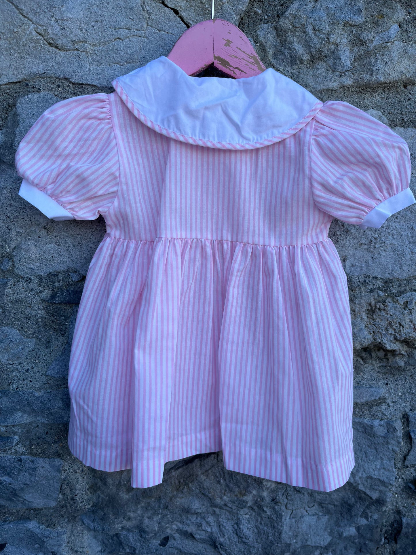 80s pink stripy dress 3-6m (62-68cm)